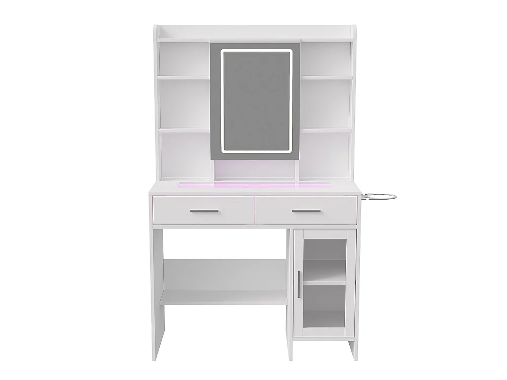 LED éclairage dressing table avec luminosité réglable - maquillage vanités avec miroir cosmétique et tiroirs et compartiments ouverts - blanc