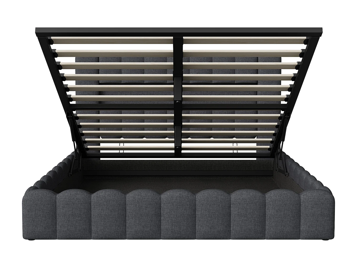 180x200cm, boîte de lit hydraulique de stockage en lin gris avec tête de port de charge LED et USB - cadre de lit double