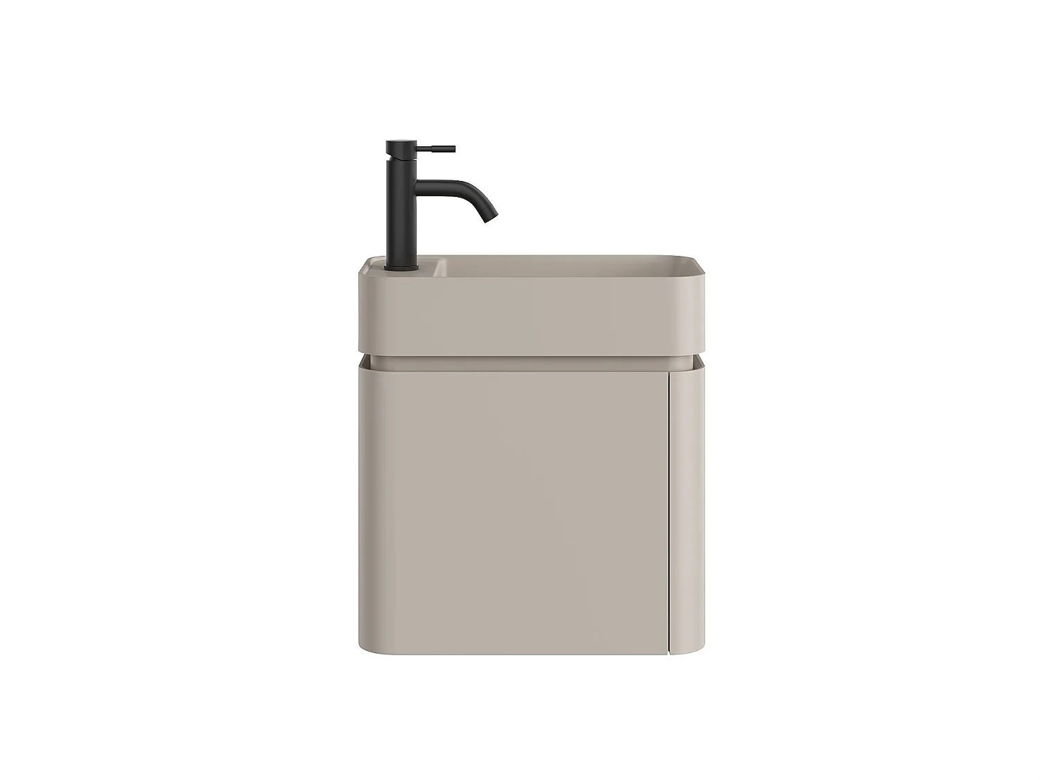 Móvel de lavatório suspenso com  lavatório de encastrar e torneira - Bege mate - 45 x 25 x 48 cm - JONSA