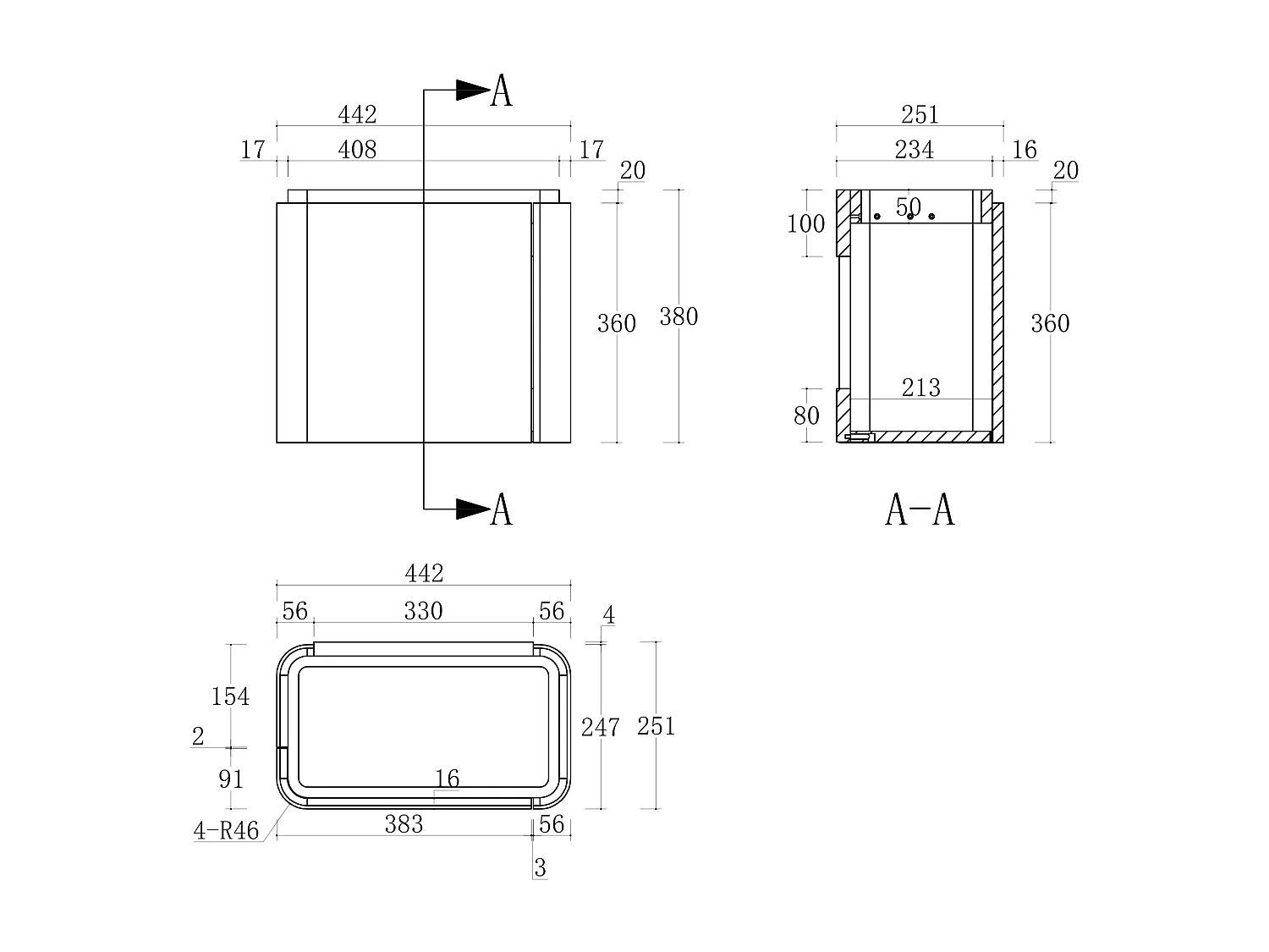 Meuble lave main suspendu avec vasque à encastrer, robinet et miroir - Beige mat - 45 x 25 x 48 cm - JONSA