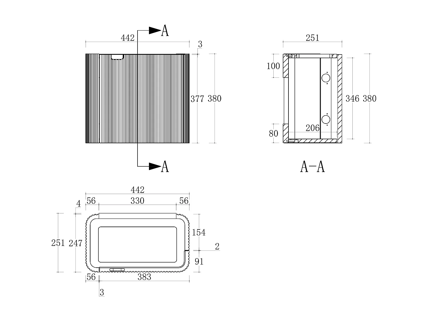 Meuble lave main suspendu strié en bois de frêne avec vasque à encastrer, robinet et miroir - Naturel foncé - 45 x 25 x 48 cm - JONSA