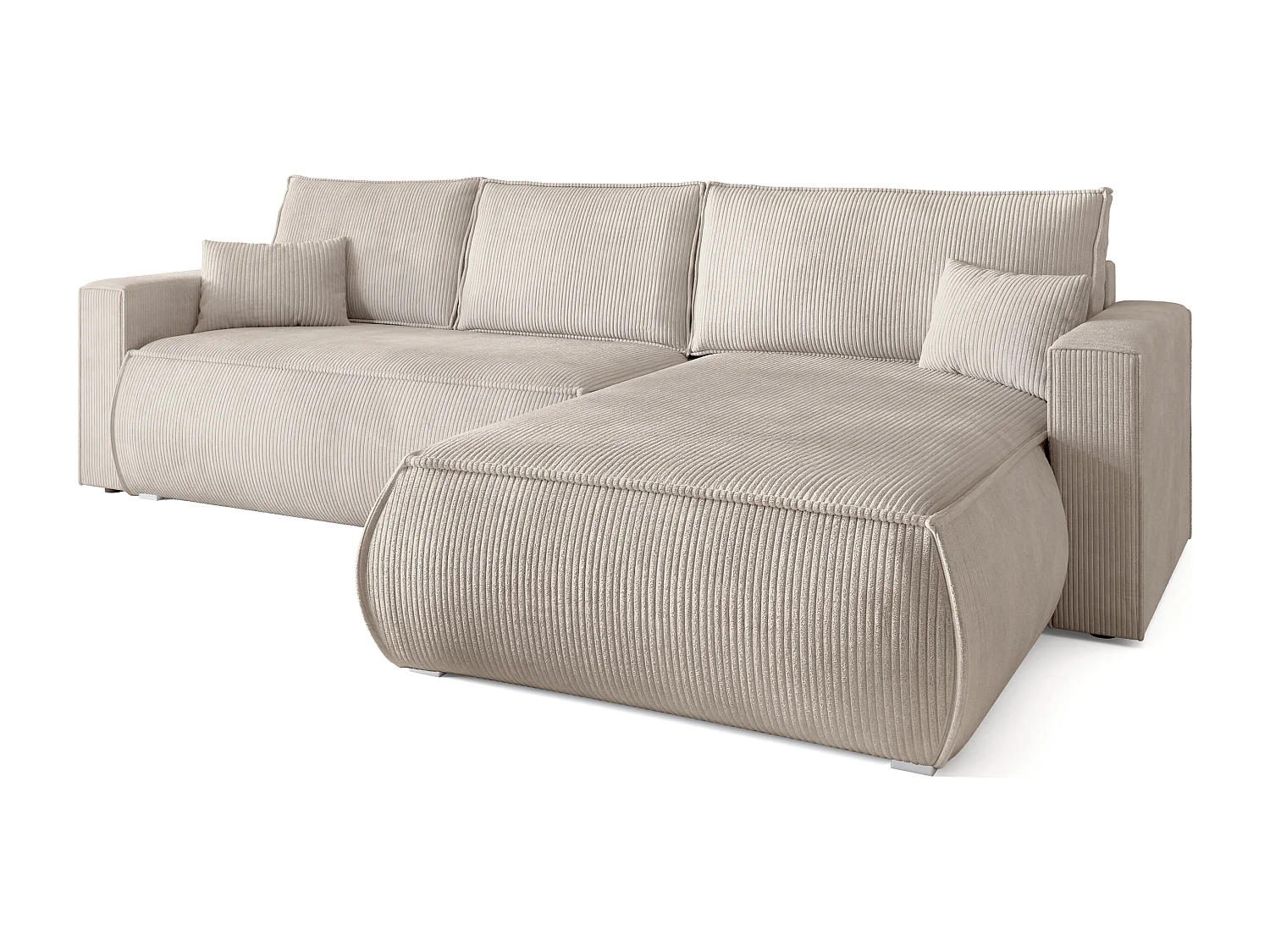 Canapé d'angle convertible, en velours côtelé HAVANA Crème