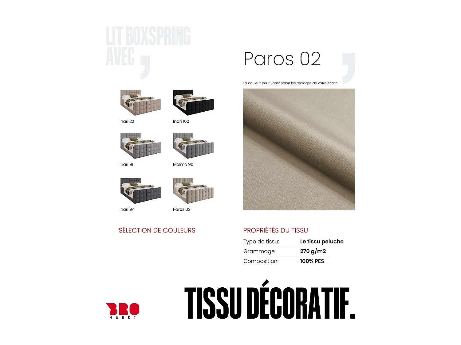 Lit boxspring avec rangement DAKOTA DUO - matelas - surmatelas - beige - 140x200 cm