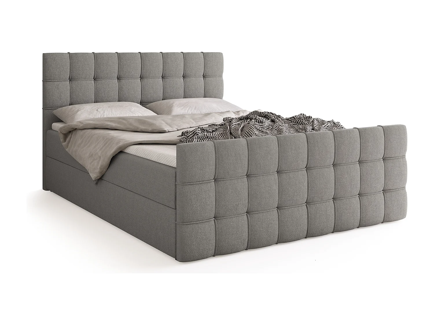 Boxspringbed met hoofdeinde, matras en dekmatras - DETROIT DUO - 180x200 - grijs