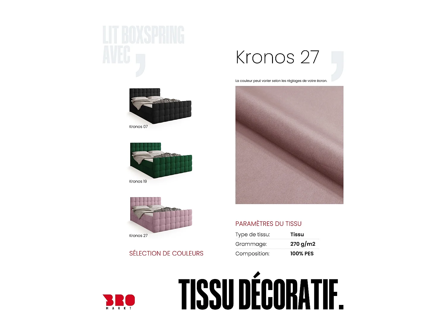 Lit boxspring avec rangement DETROIT DUO - matelas - surmatelas - rose poudré - 180x200 cm