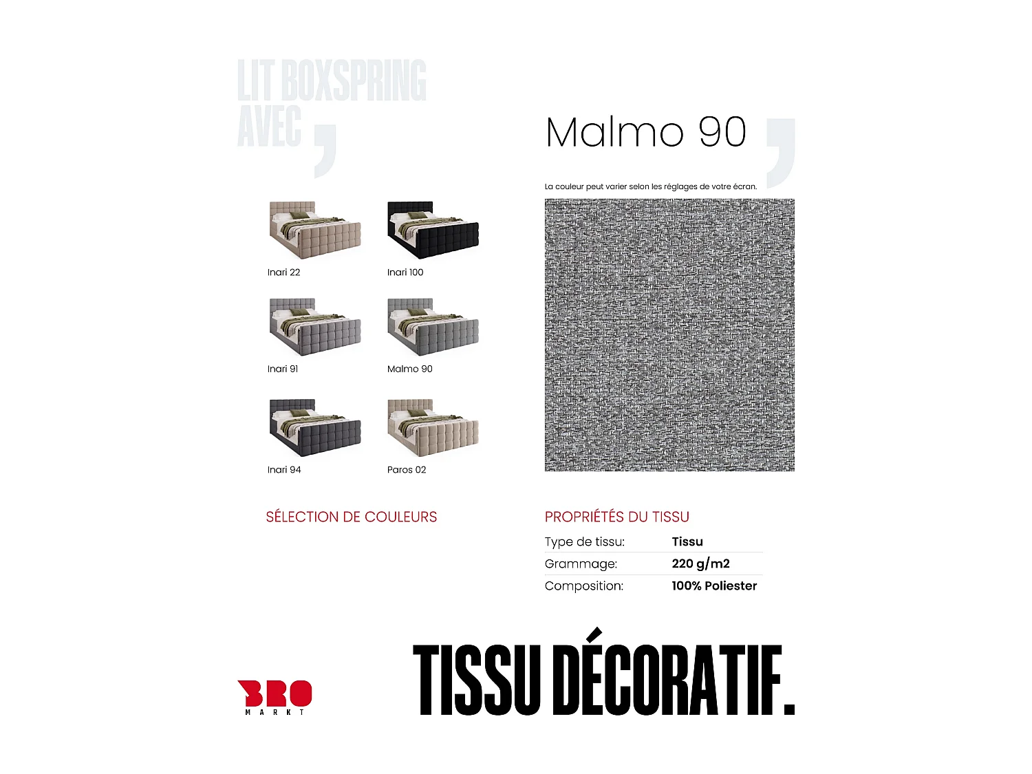 Lit boxspring avec rangement DAKOTA DUO - matelas - surmatelas - gris - 160x200 cm