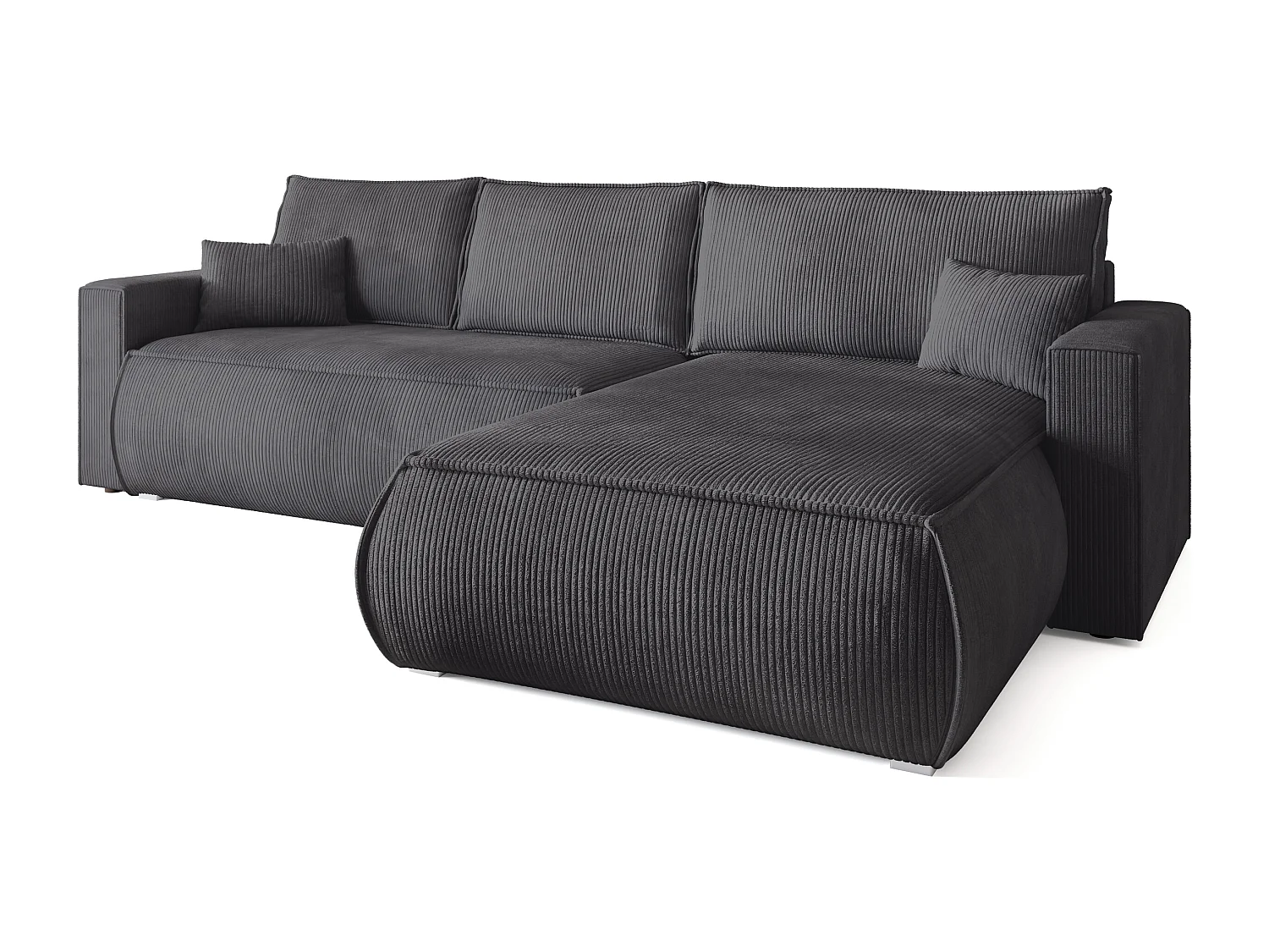 Canapé d'angle convertible, en velours côtelé HAVANA Gris