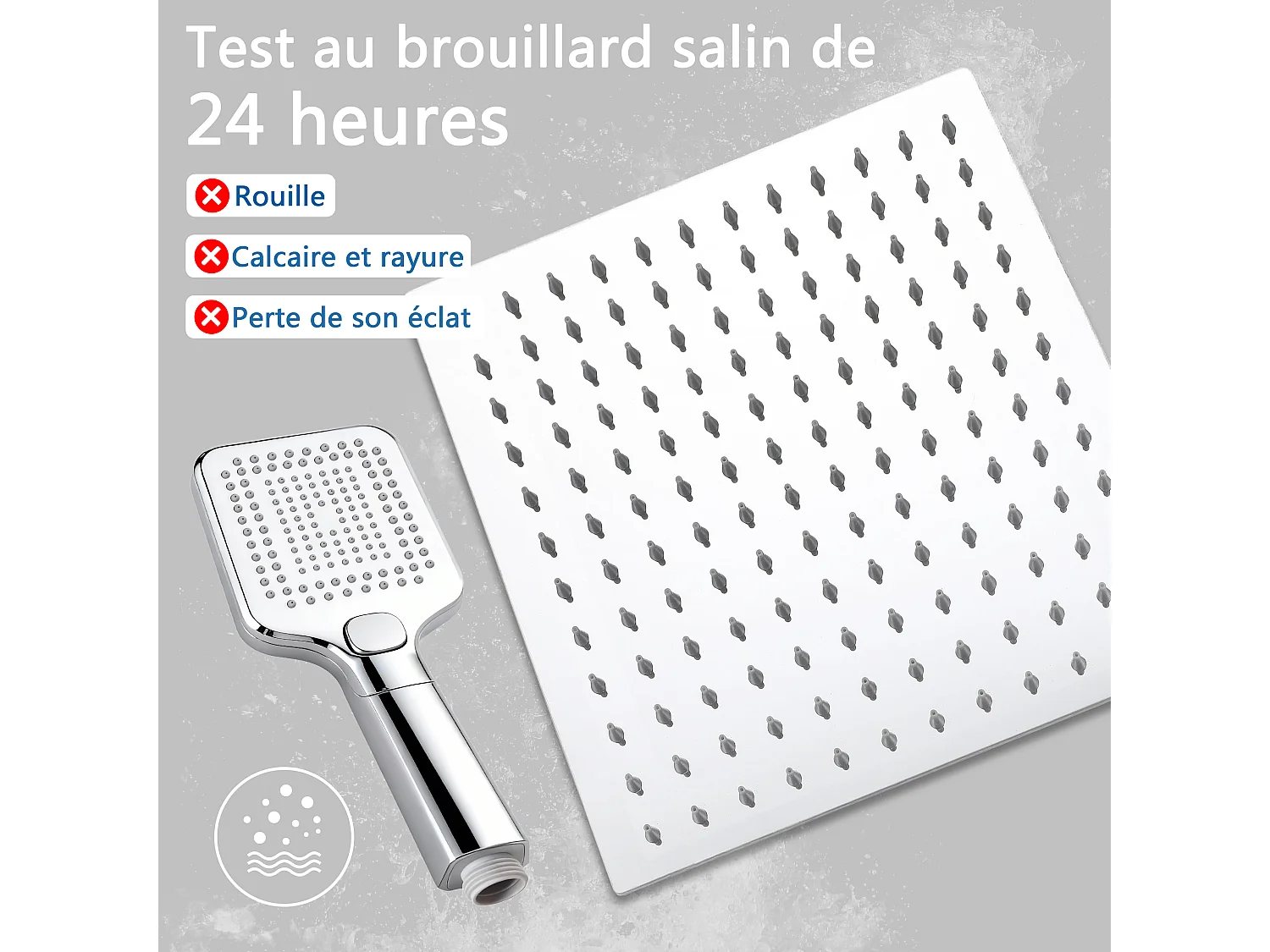 AICA Colonne de Douche Thermostatique 38°C Ensemble de Douche avec Pomme haute 30cm+Douchette 3 Jets Hauteur Réglable 72-125 cm Laiton & Acier Inox