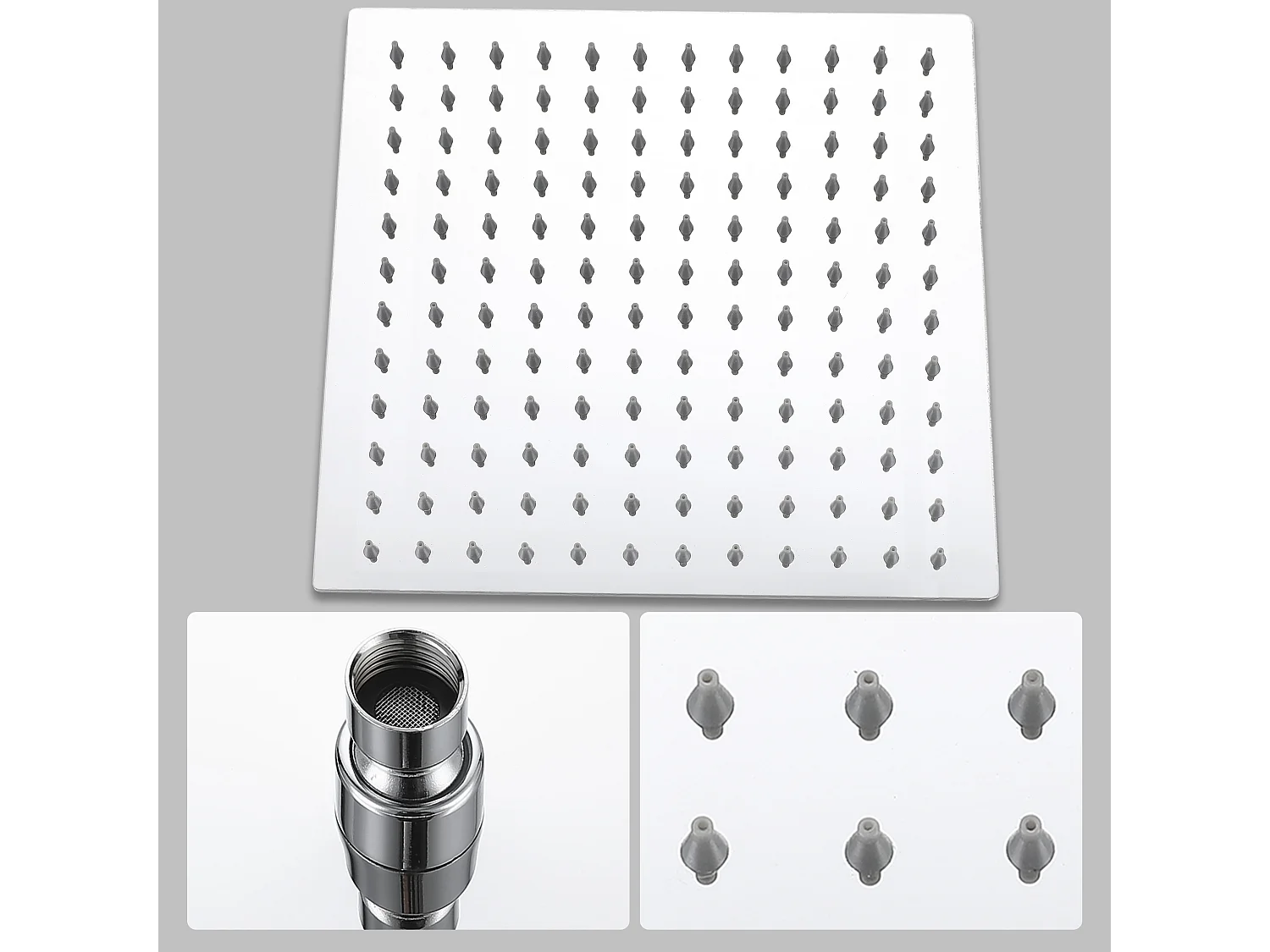 AICA Colonne de Douche Thermostatique 38°C Ensemble de Douche avec Pomme haute 30cm+Douchette 3 Jets Hauteur Réglable 72-125 cm Laiton & Acier Inox