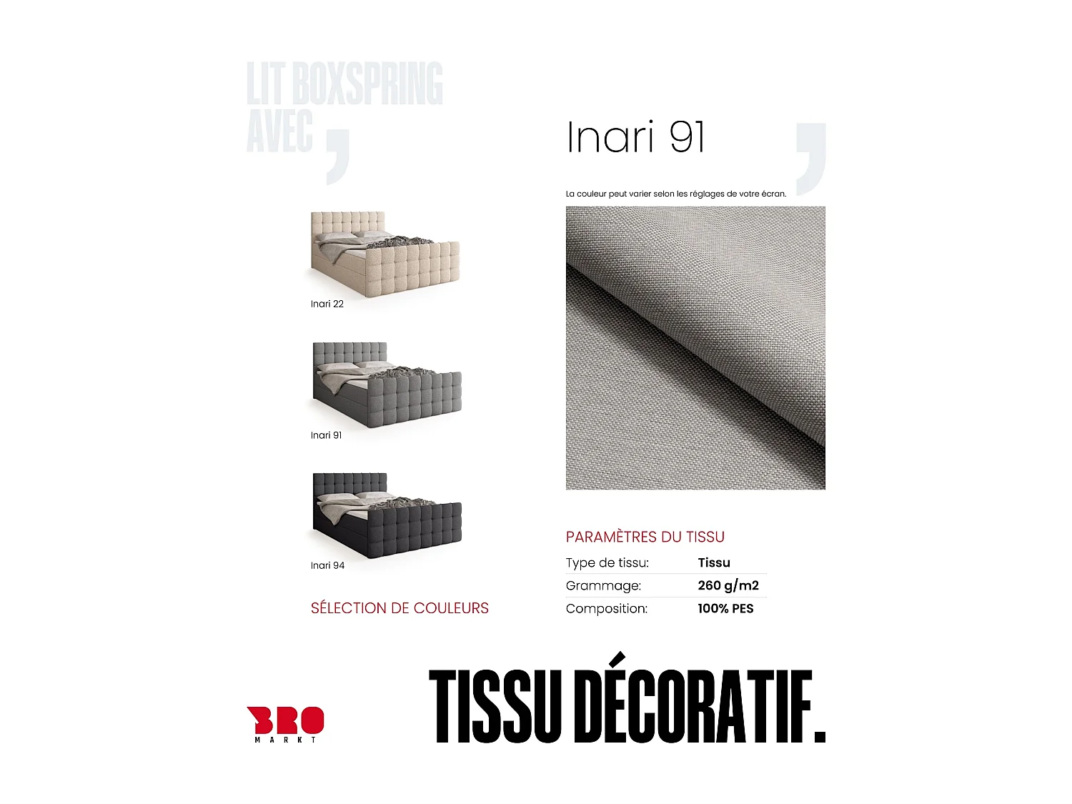 Lit boxspring avec rangement DETROIT DUO - matelas - surmatelas - gris clair - 180x200 cm