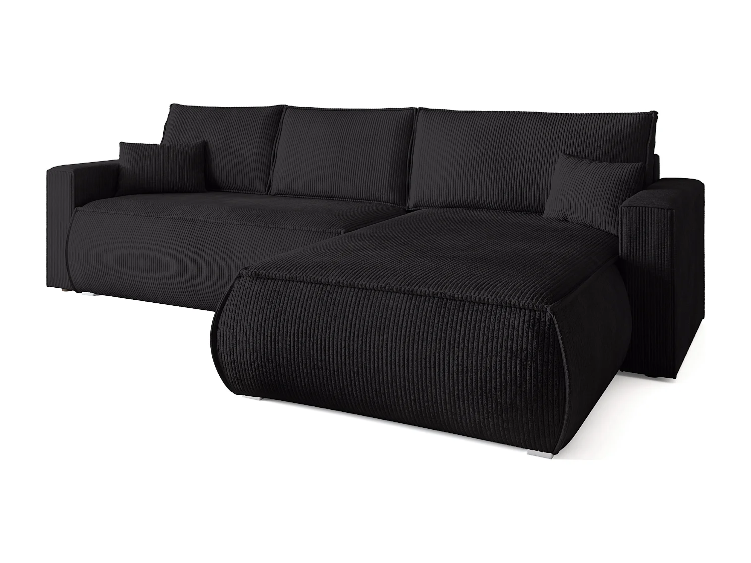 Canapé d'angle convertible, en velours côtelé HAVANA Noir