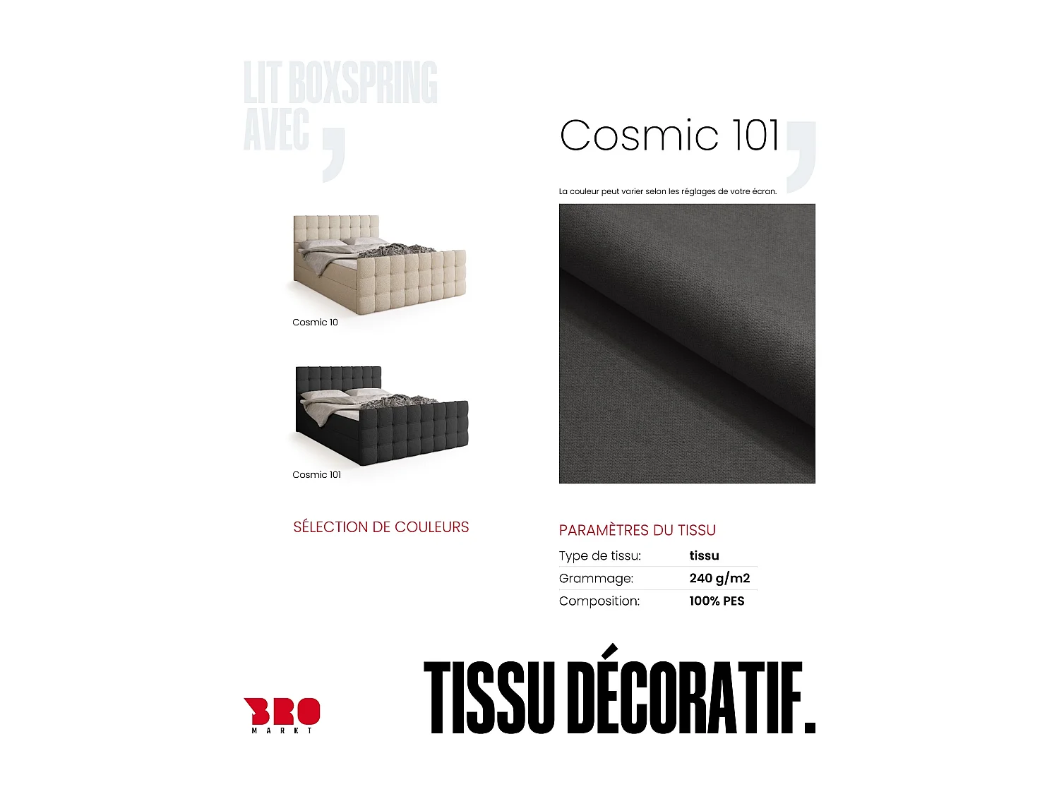 Lit boxspring avec rangement DETROIT DUO - matelas - surmatelas - gris foncé - 160x200 cm