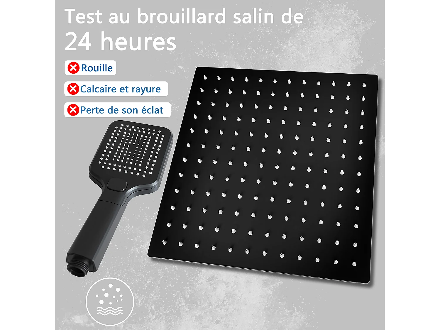 AICA Colonne de Douche Thermostatique 38°C Ensemble de Douche Noir avec Pomme haute 30cm+Douchette 3 Jets Hauteur Réglable 72-125 cm Laiton & Acier Inox