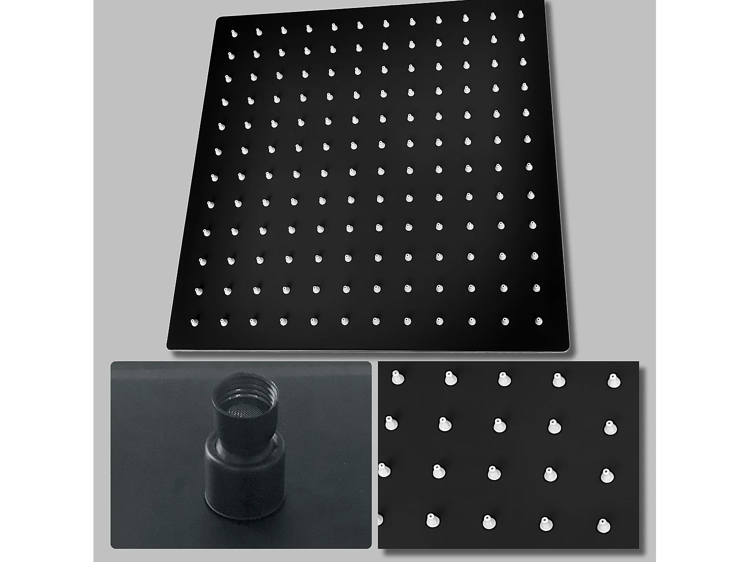 AICA Colonne de Douche Thermostatique 38°C Ensemble de Douche Noir avec Pomme haute 30cm+Douchette 3 Jets Hauteur Réglable 72-125 cm Laiton & Acier Inox