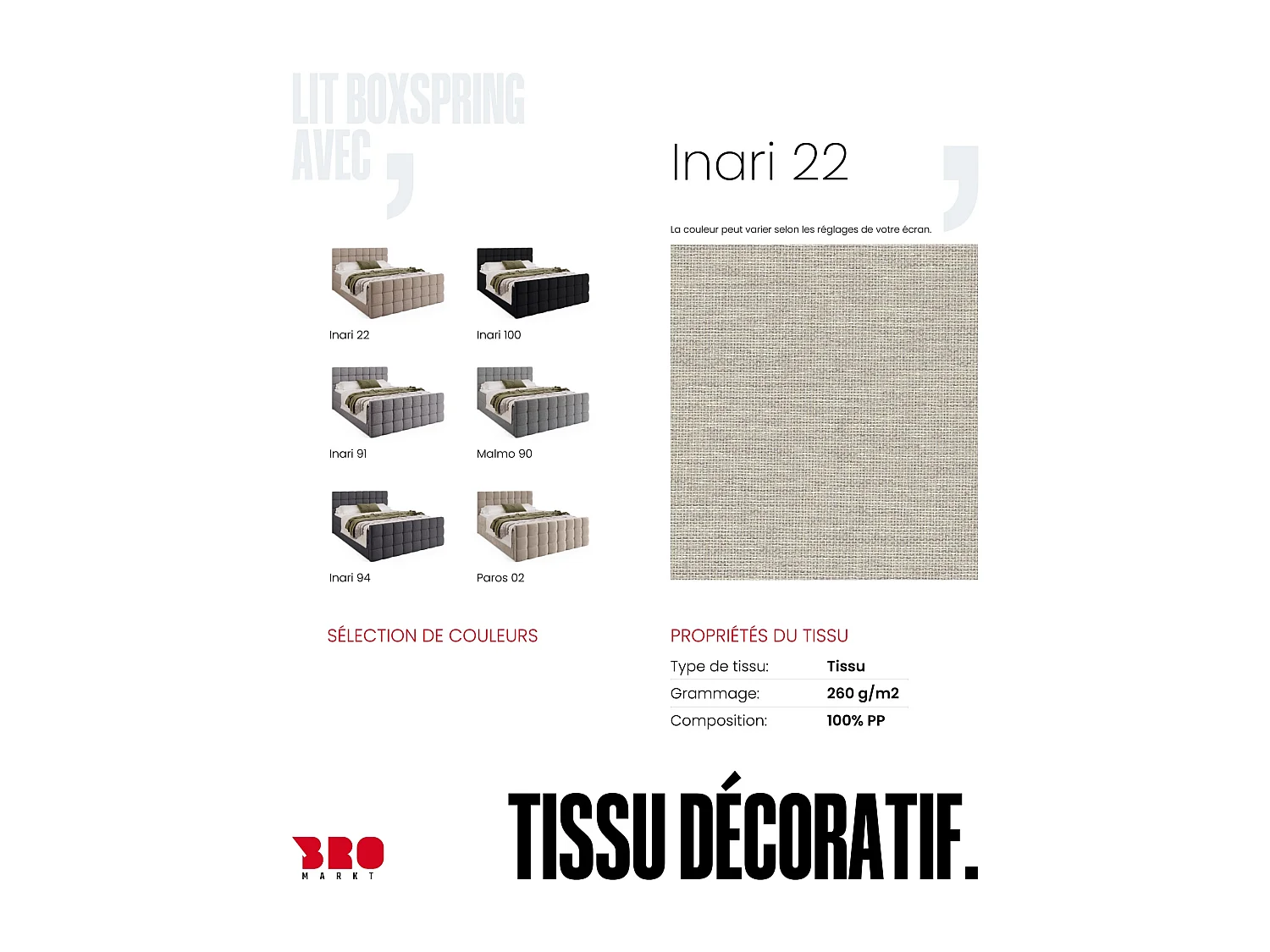 Lit boxspring avec rangement DAKOTA DUO - matelas - surmatelas - beige clair - 180x200 cm