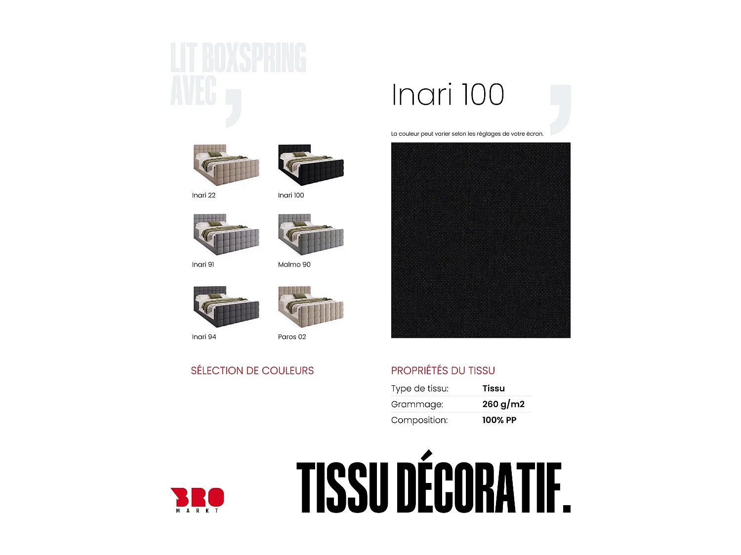 Lit boxspring avec rangement DAKOTA DUO - matelas - surmatelas - noir - 180x200 cm