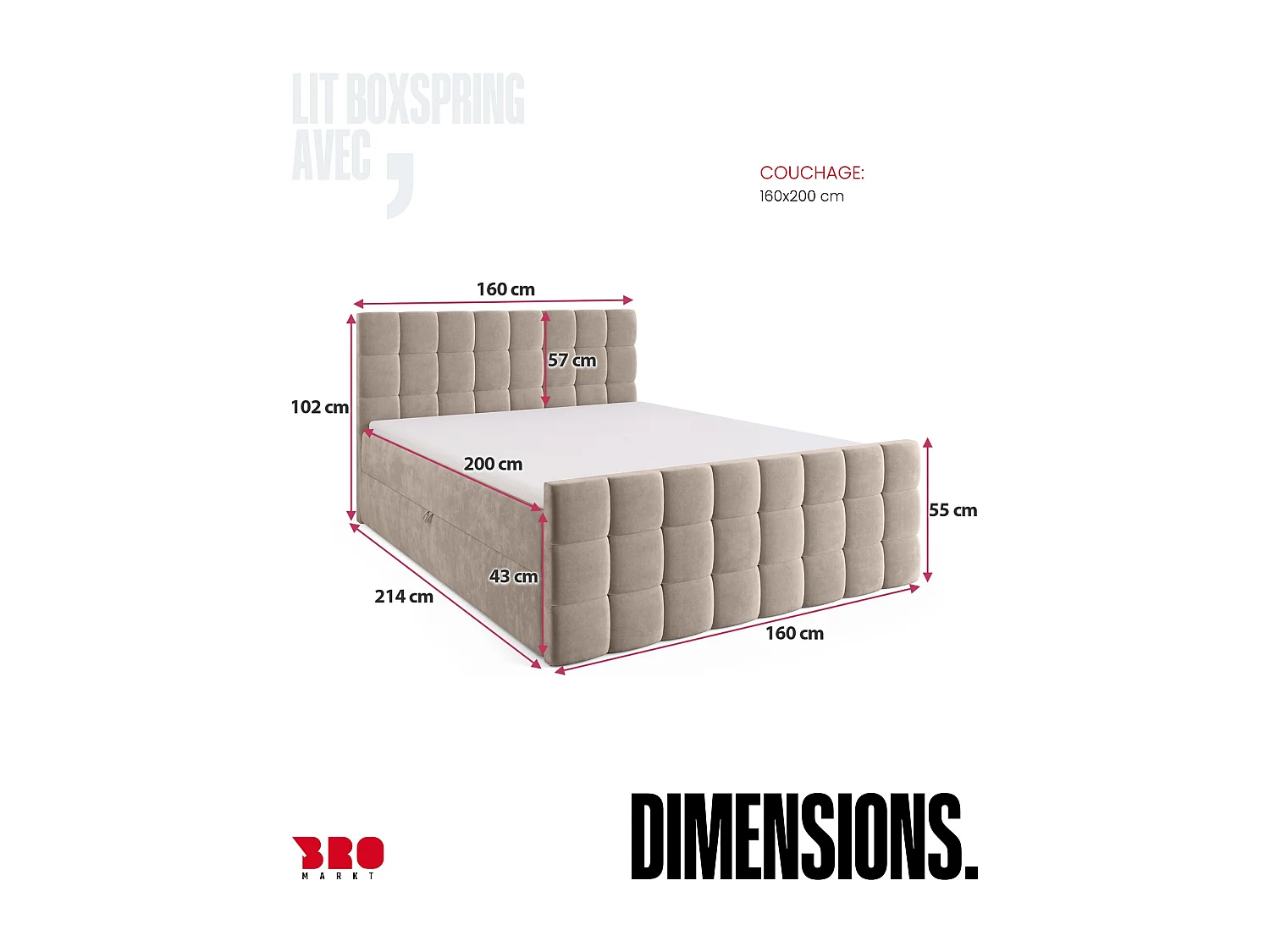 Lit boxspring avec rangement DAKOTA DUO - matelas - surmatelas - noir - 160x200 cm