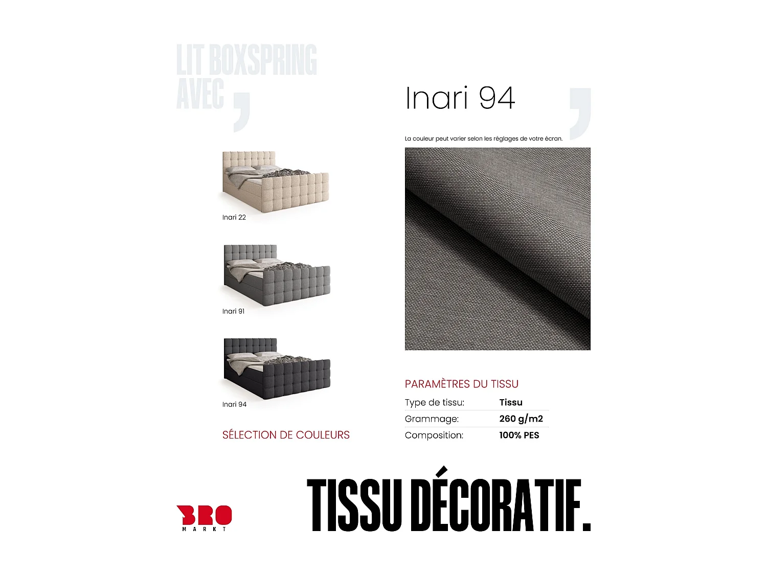 Lit boxspring avec rangement DETROIT DUO - matelas - surmatelas - gris  - 140x200 cm