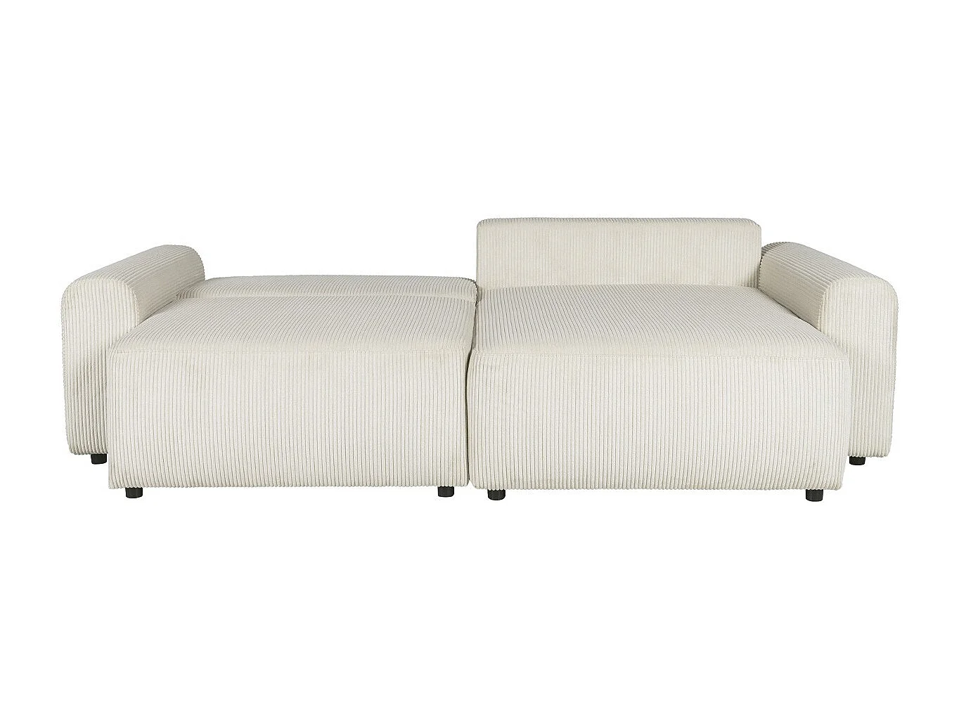 Canapé d'angle convertible réversible 4 places avec coffre de rangement en velours côtelé beige - Monceau