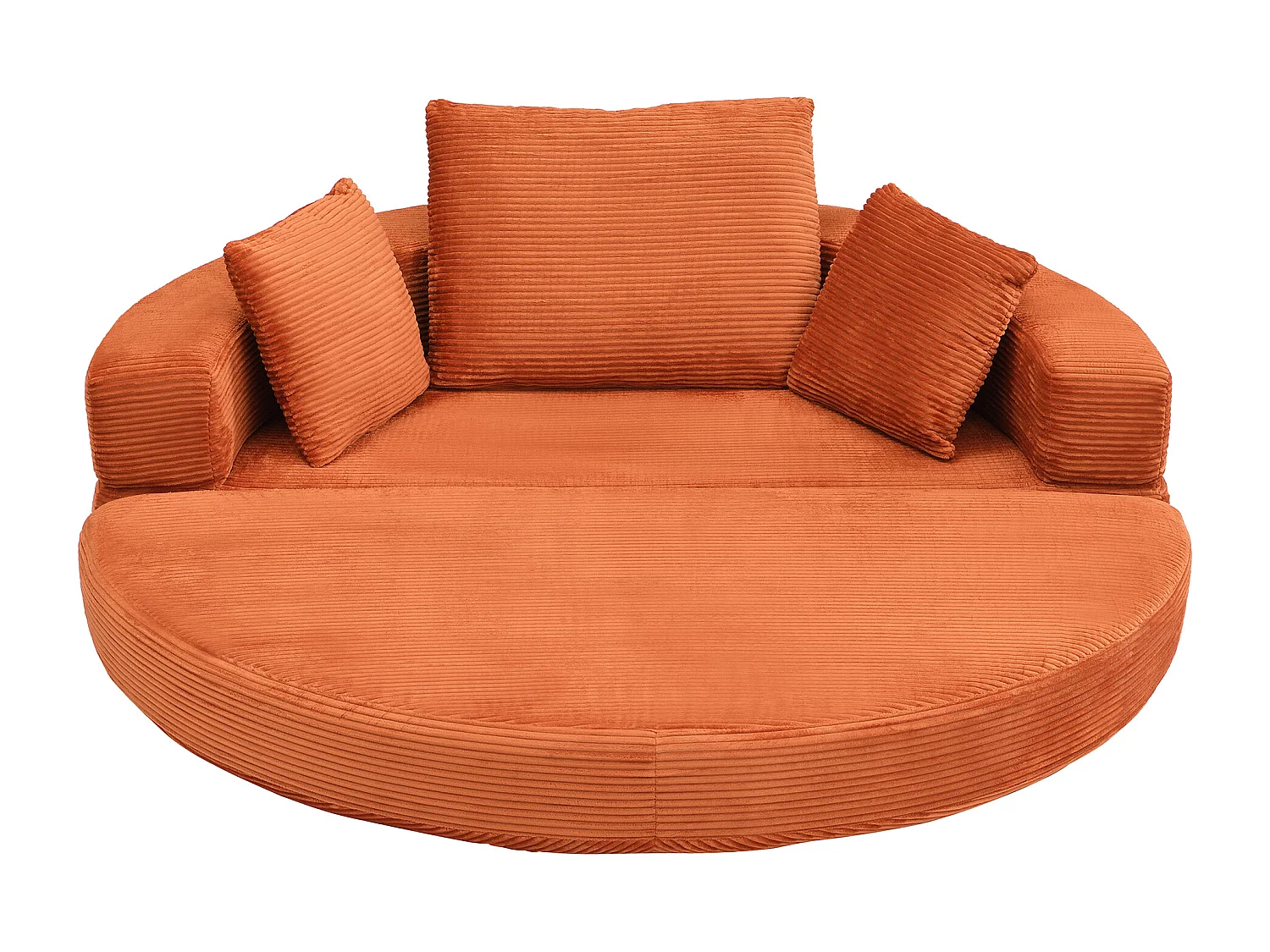 Canapé convertible multifonctionnel 2-en-1 - Canapé-lit gigogne rond - Velours côtelé - Canapé sans os sans assemblage - Orange