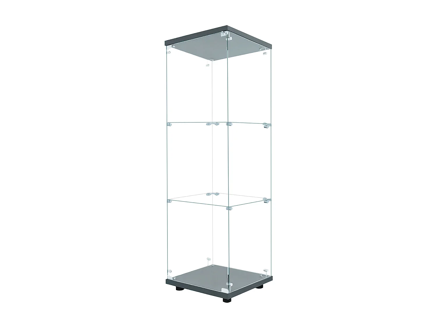 Vitrine en verre avec LED, Armoire pour collection serrure, Dispositif anti-basculement, verre trempé, 1 portes, 3 étages, 42x36x125, Noir