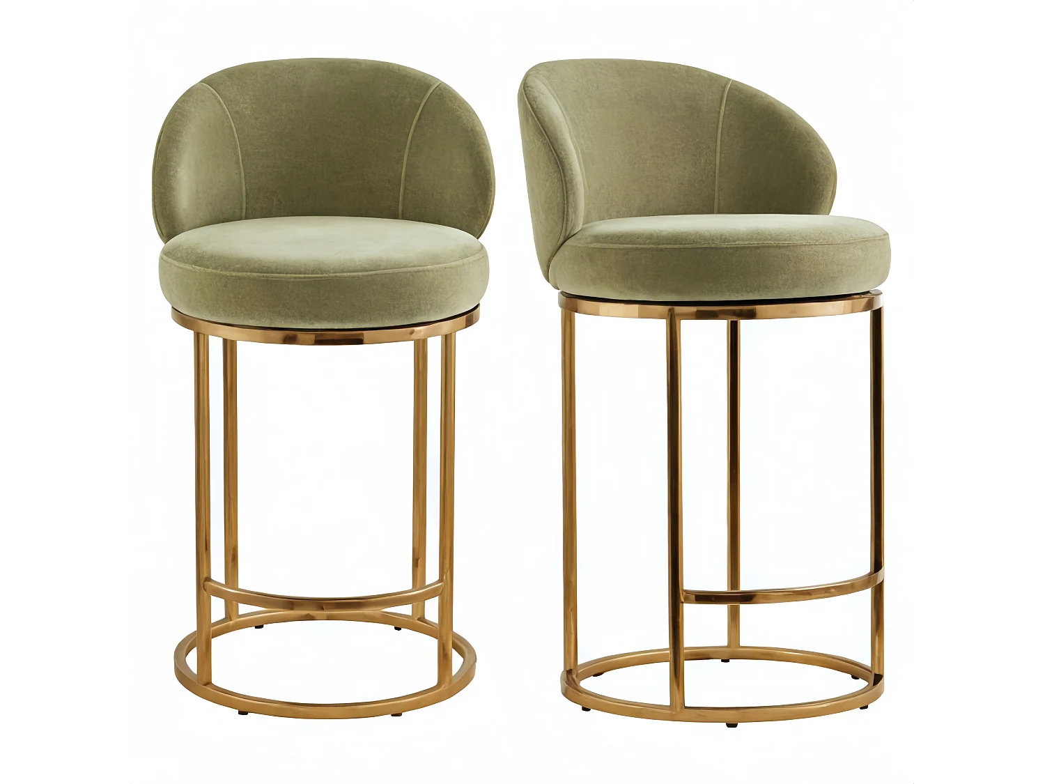 Lot de 2 chaises de bar pivotantes 360°, assise 90,5 cm, chenille, dossier rembourré, idéal pour bar