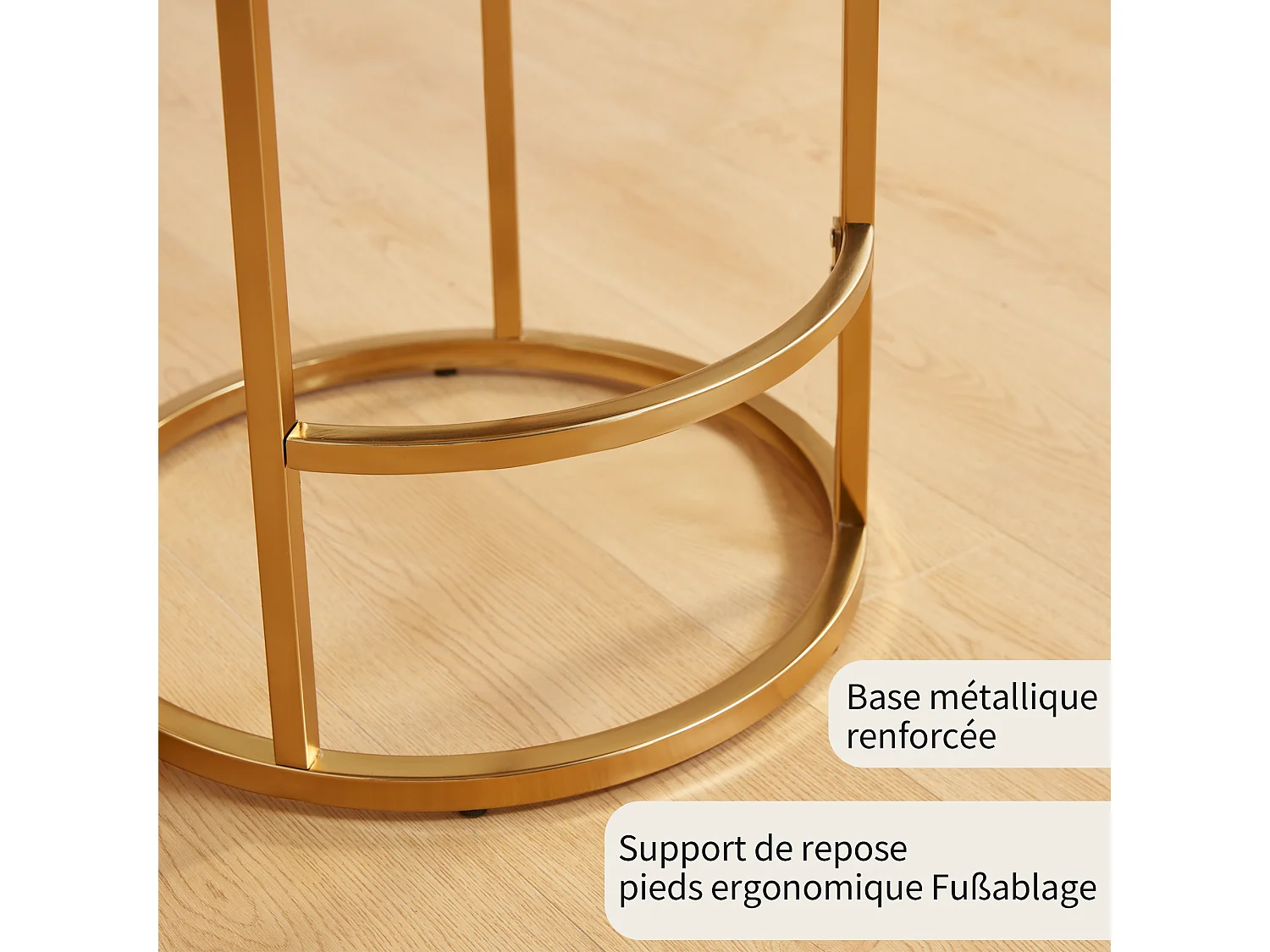 Lot de 2 chaises de bar pivotantes 360°, assise 90,5 cm, chenille, dossier rembourré, idéal pour bar