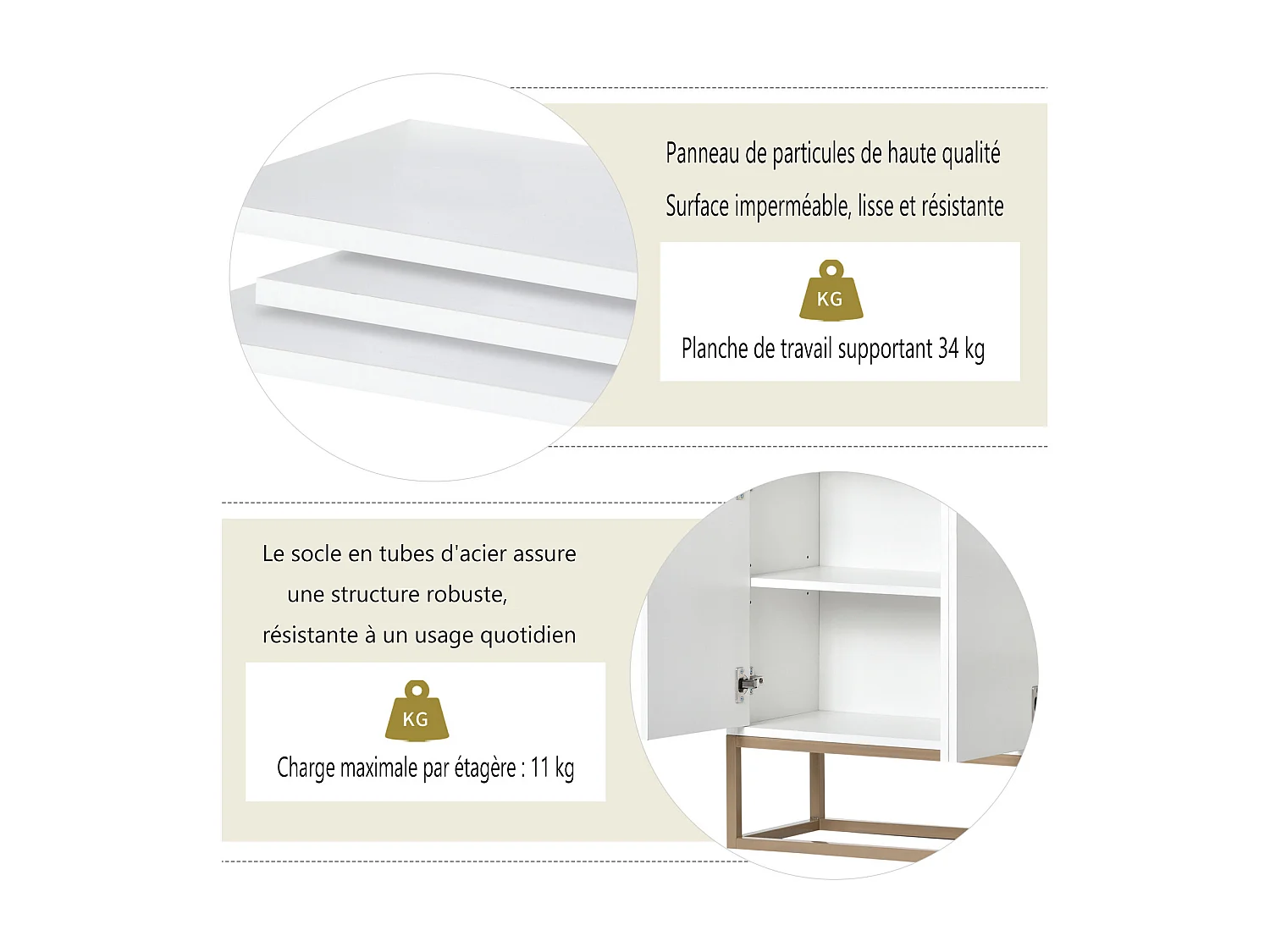 Modern dressoir met 4 deuren en verstelbare plank - Minimalistisch dressoir van MDF 120x30x80 cm - voor eetkamer, woonkamer, keuken - Wit