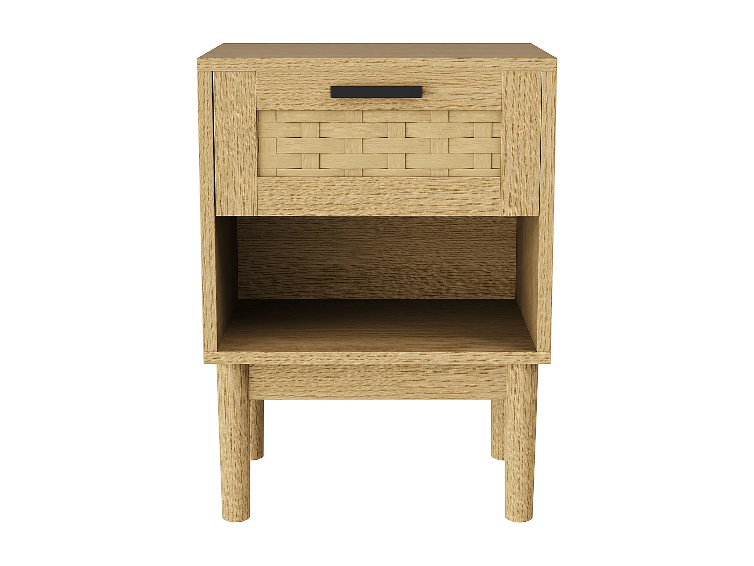 Commode en osier à tiroirs, 55 x 30 x 40 cm, avec poignées et pieds, MDF, marron