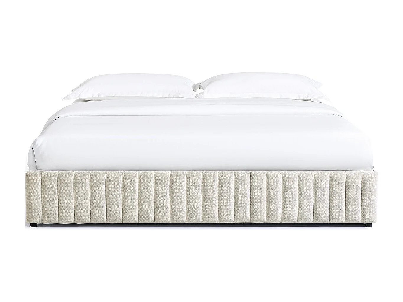 Lit coffre adulte 180x200 cm en tissu chenille beige - Balto