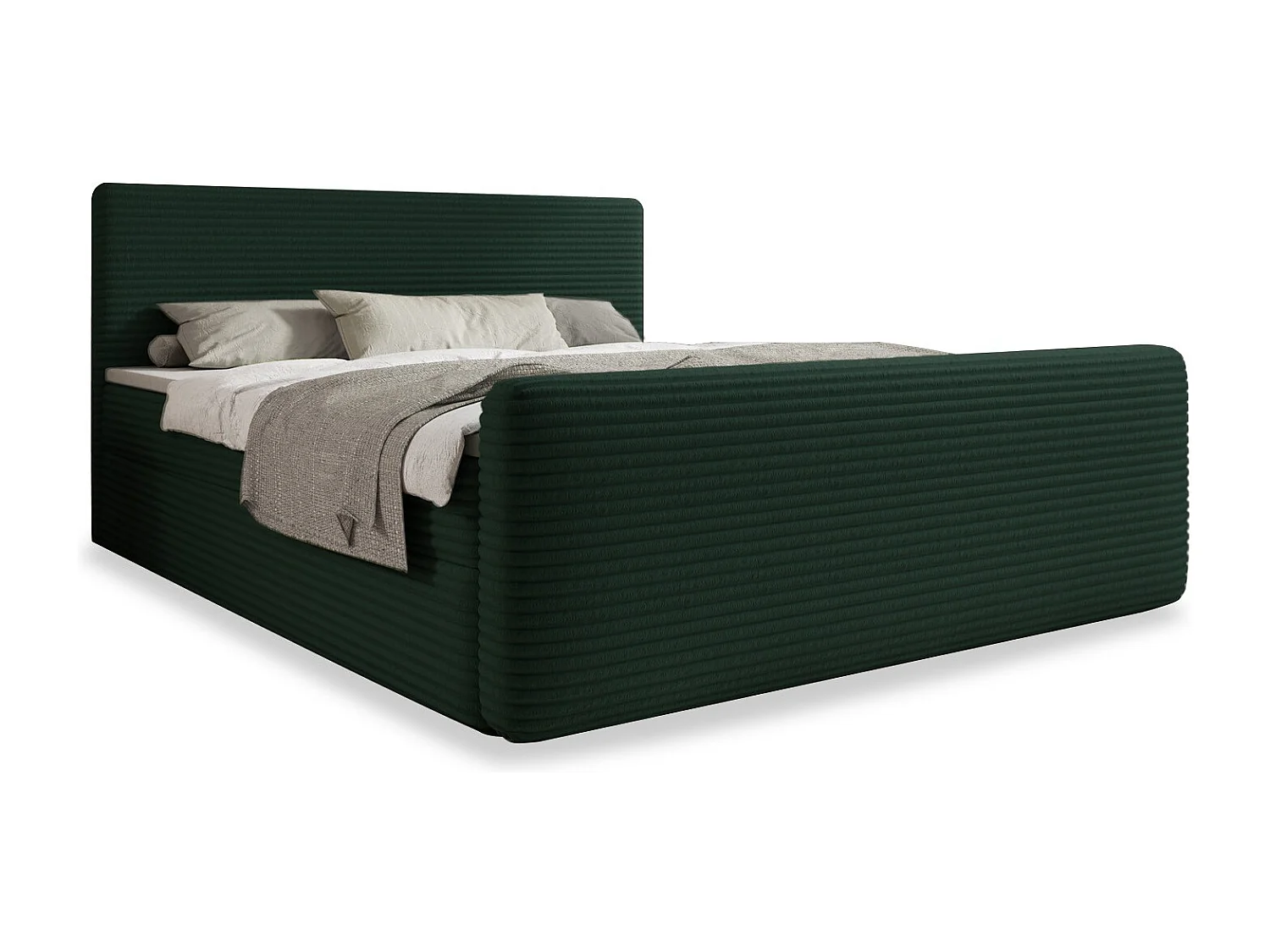 Lit coffre + matelas Napoli 180cm velours côtelé Vert