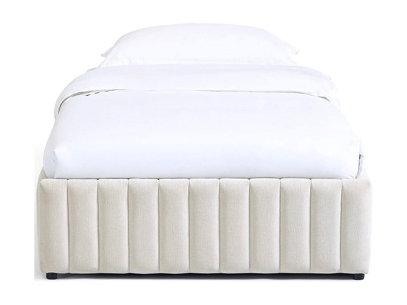 Lit coffre adulte 90x190 cm en tissu chenille beige - Balto