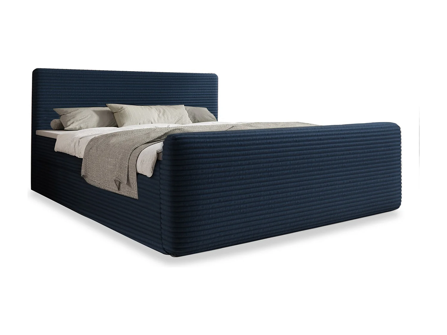 Lit coffre + matelas Napoli 180cm velours côtelé Bleu