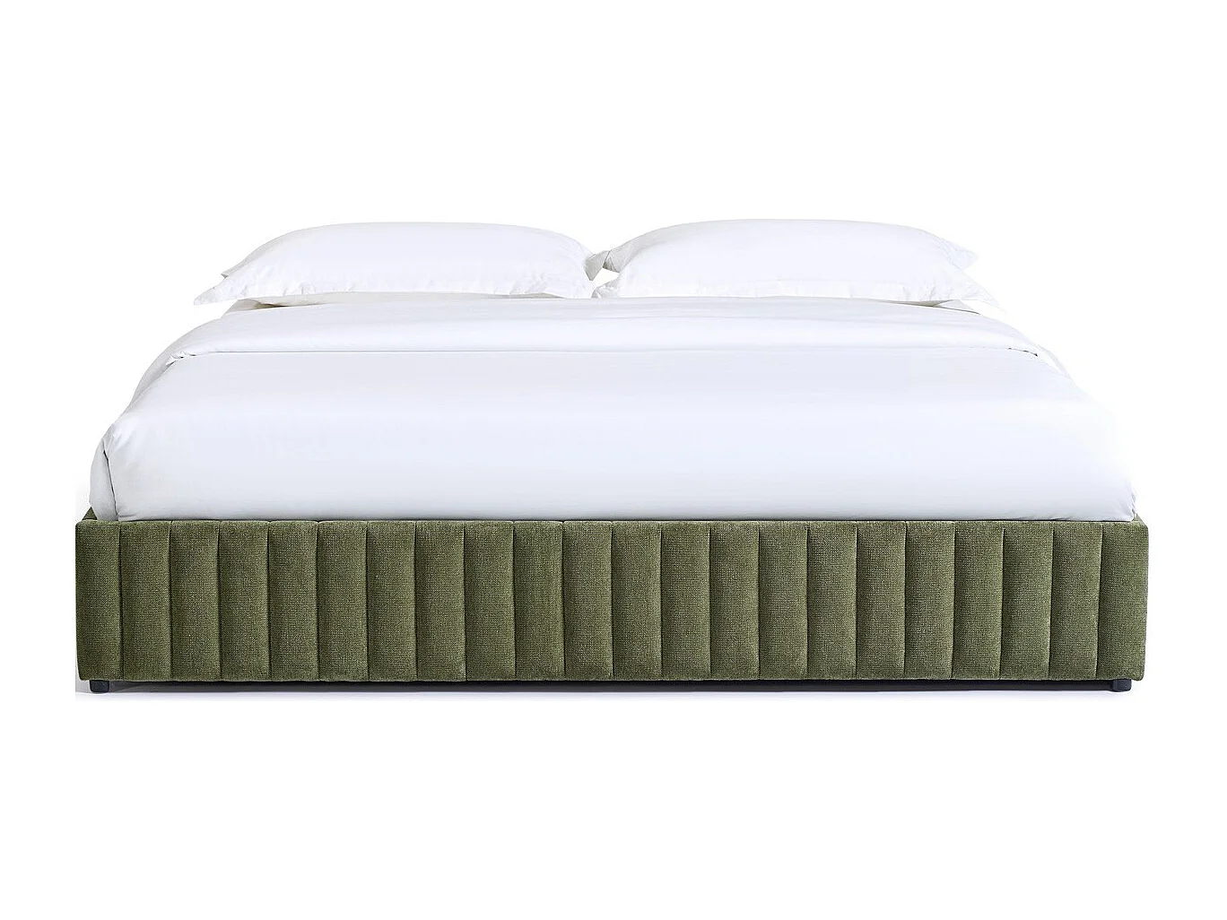 Lit coffre adulte 180x200 cm en tissu chenille vert kaki - Balto