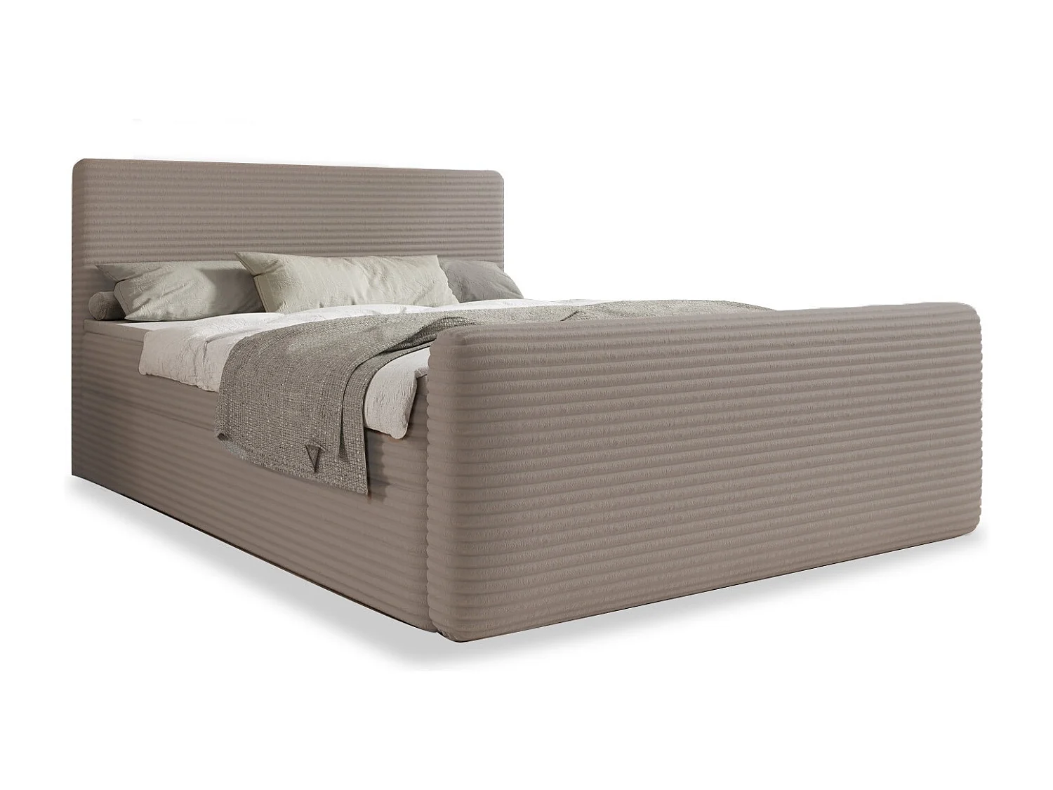 Lit coffre + matelas Napoli 140cm velours côtelé Taupe