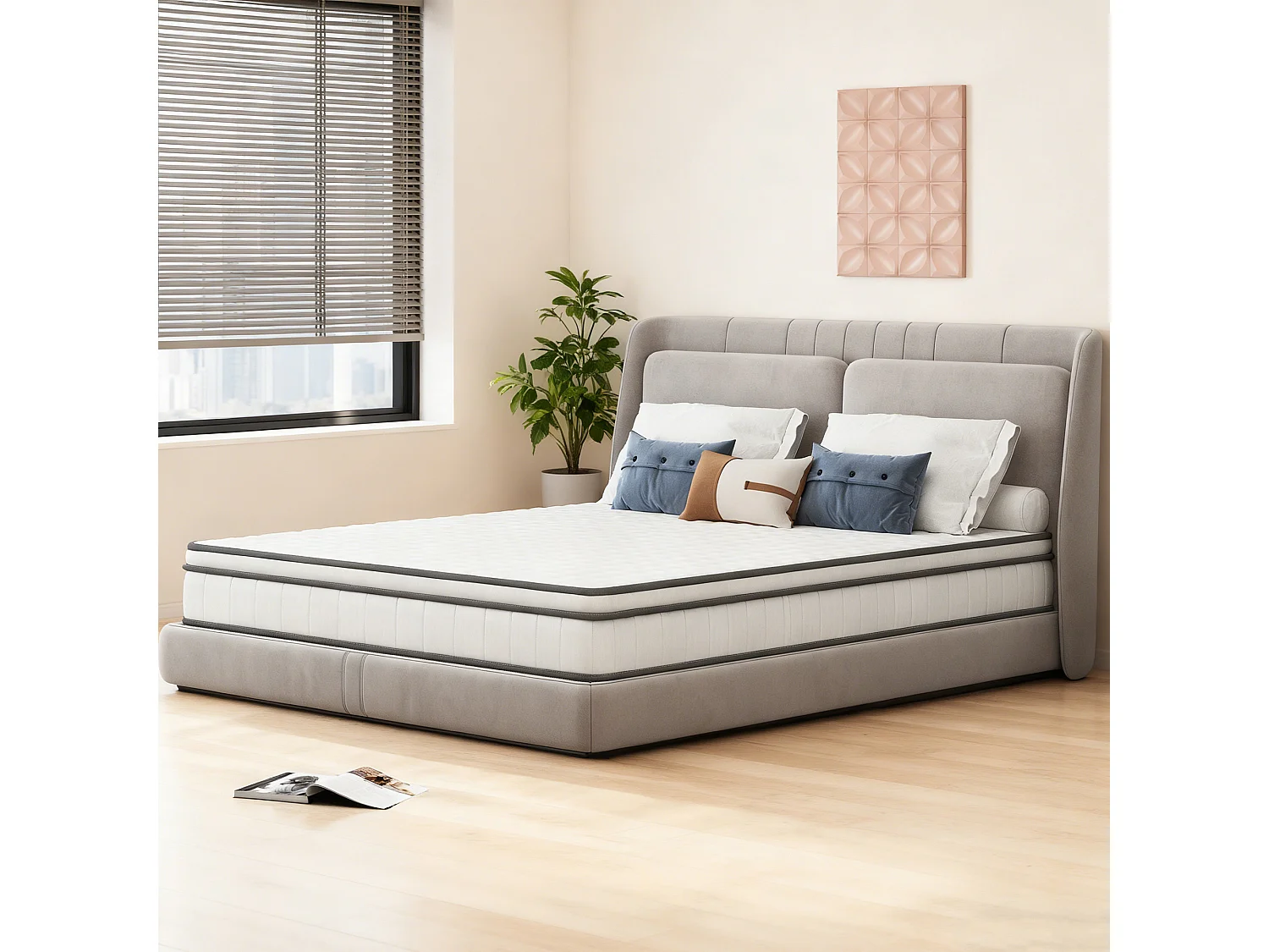 Matelas 140 x 190 cm ressorts ensachés - hauteur 25 cm - dureté moyenne H3 - maille 3D respirante