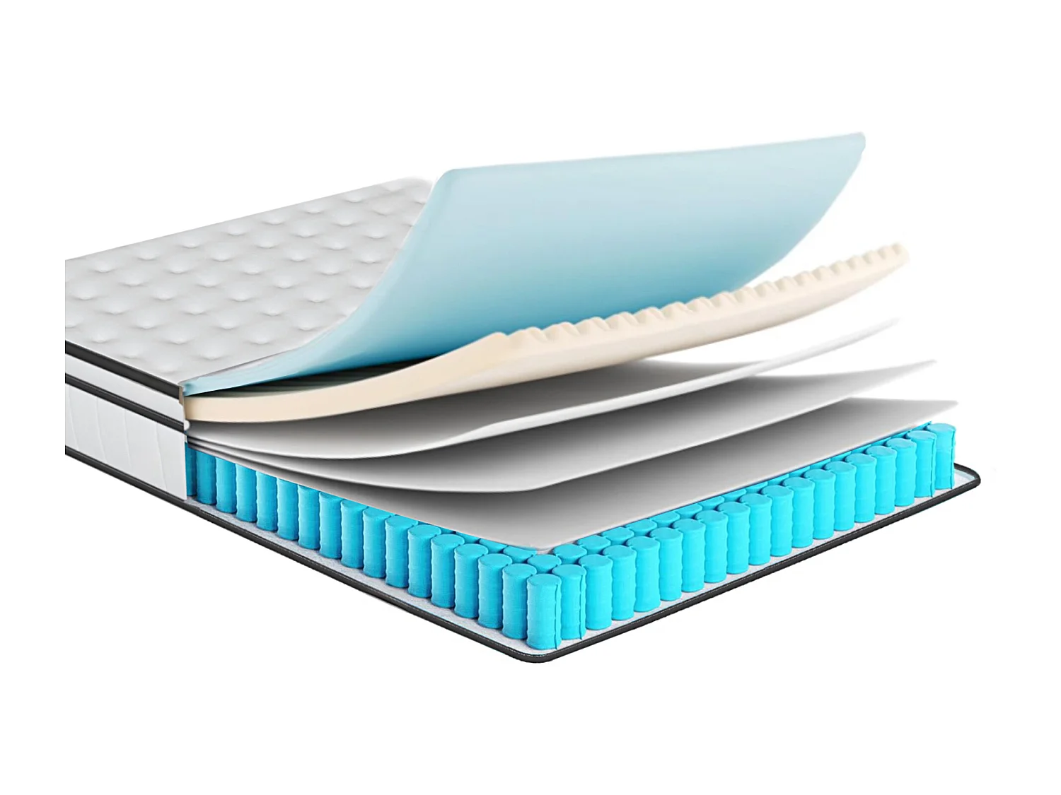 Matelas 140 x 190 cm ressorts ensachés - hauteur 25 cm - dureté moyenne H3 - maille 3D respirante