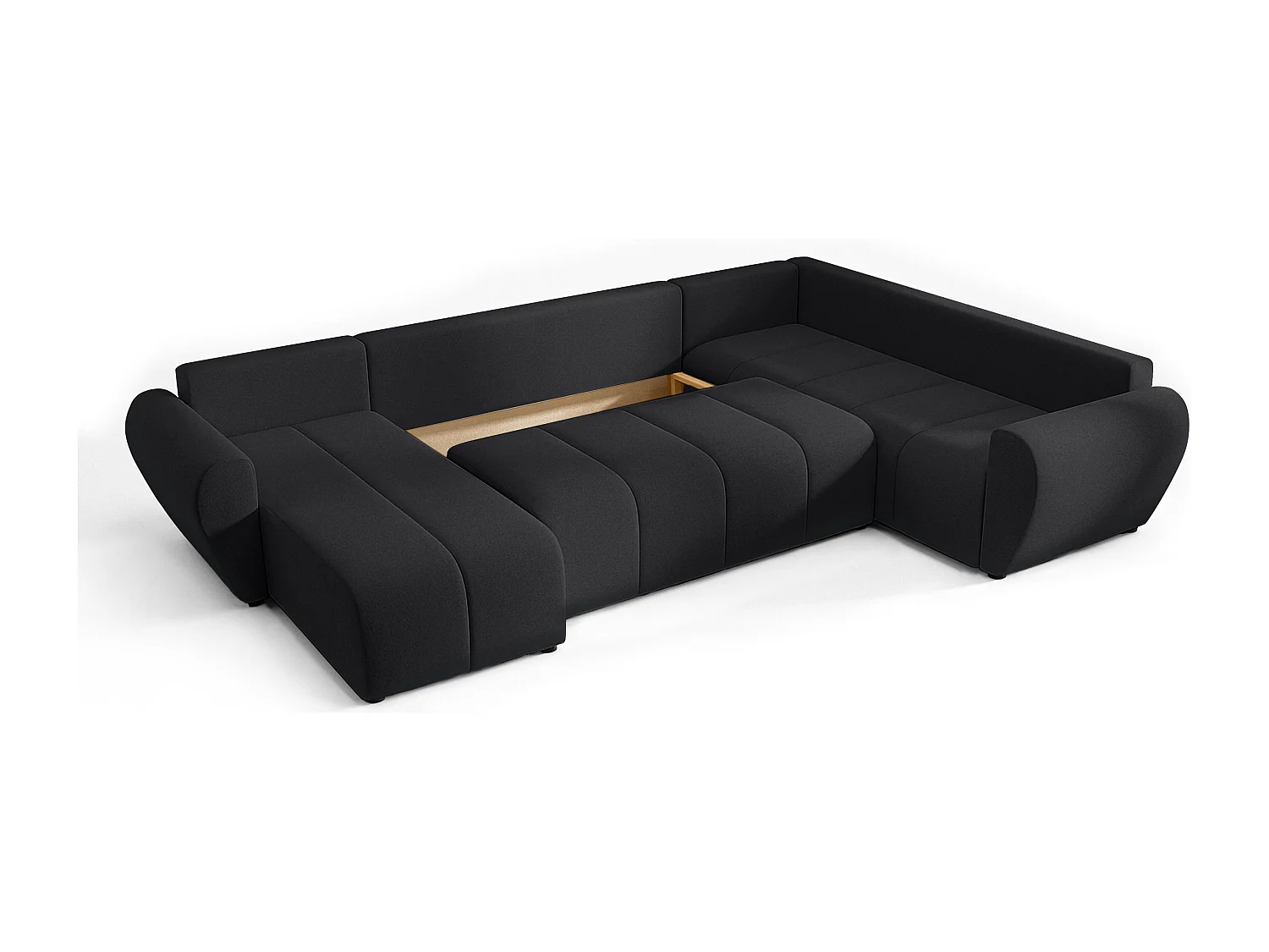 AX LIVING Canapé XXL en U Malatya noir 303 cm moderne convertible droite