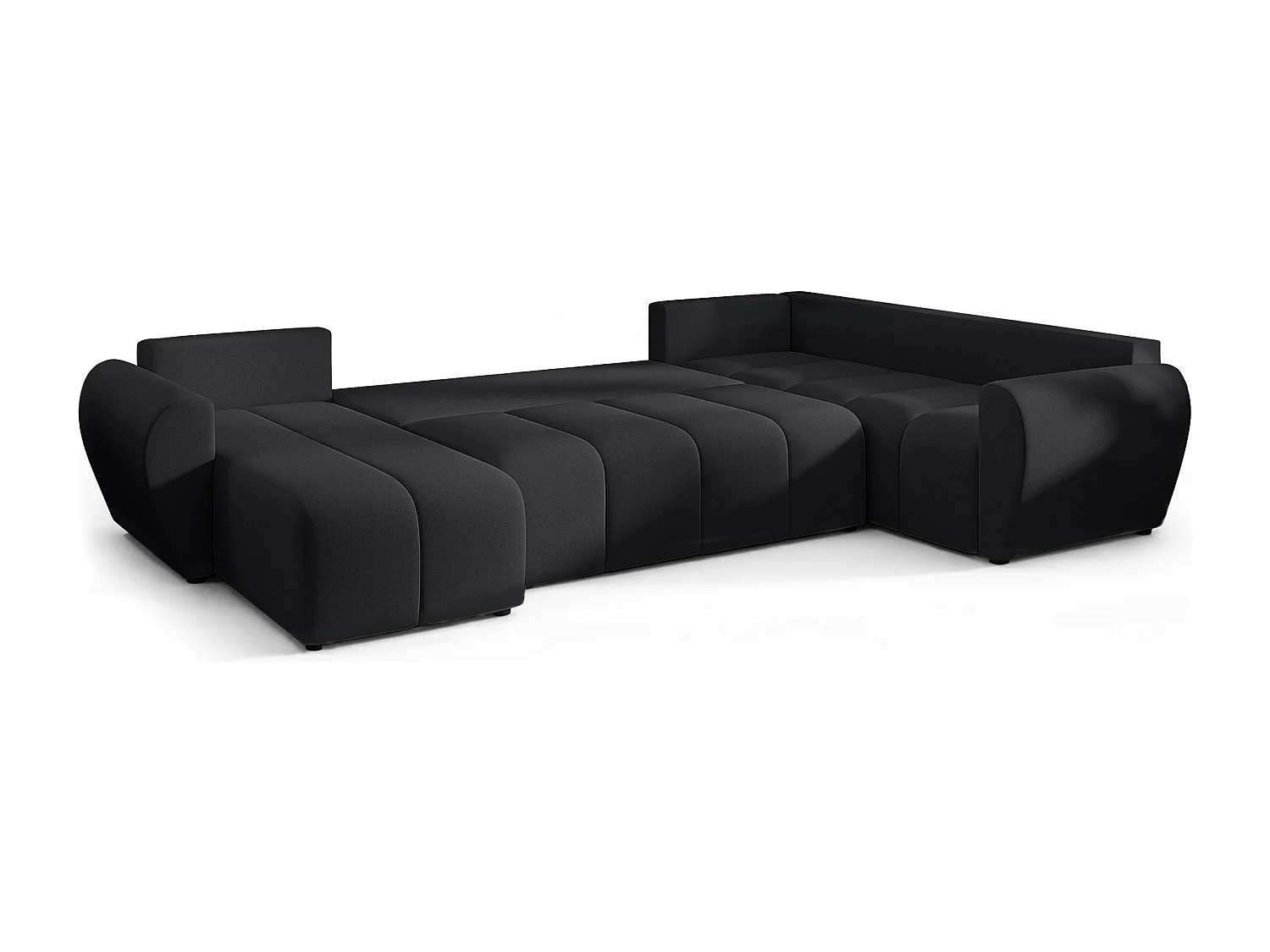 AX LIVING Canapé XXL en U Malatya noir 303 cm moderne convertible droite