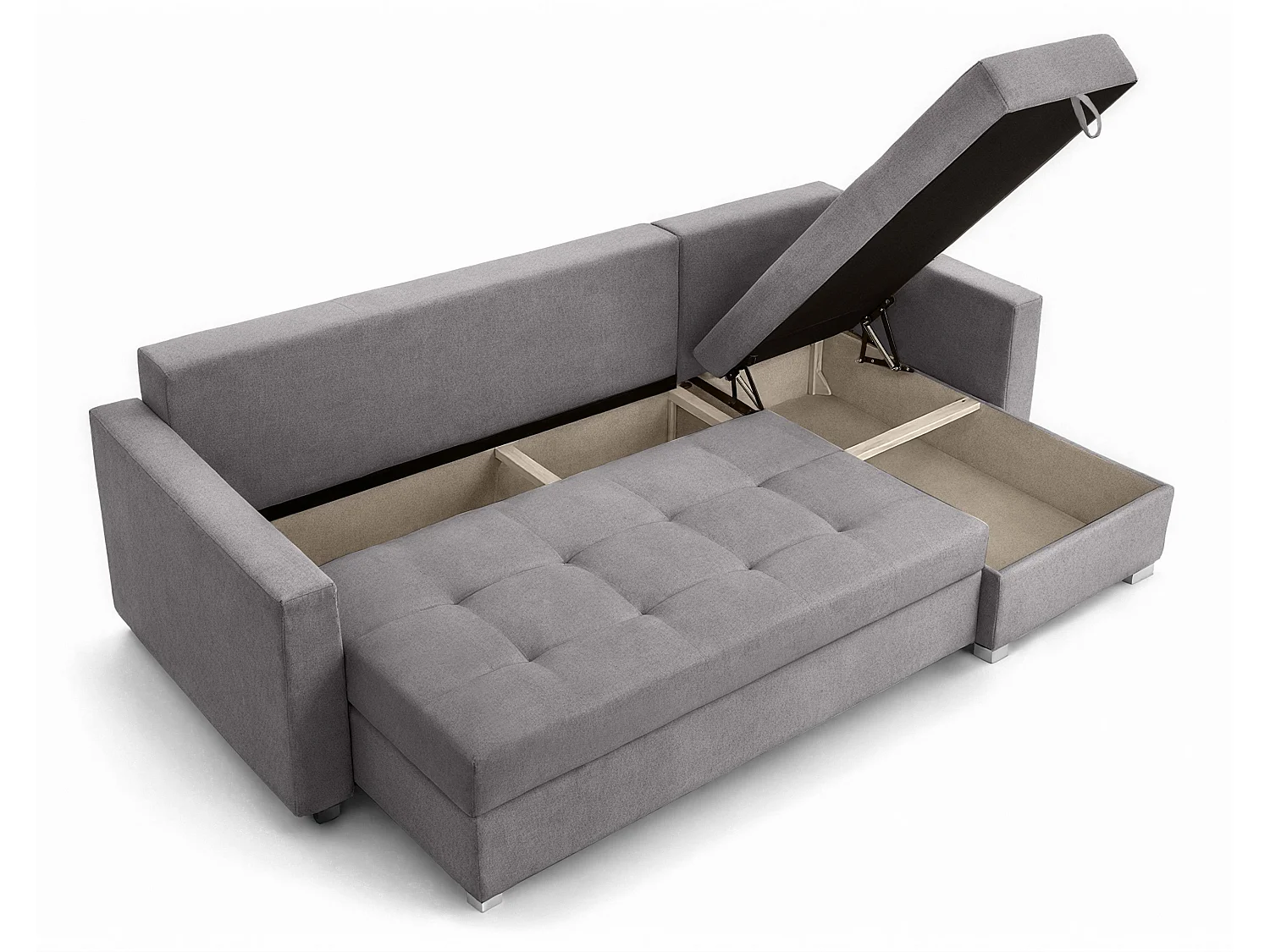 AX LIVING Canapé d’angle ELIF gris convertible avec coffre L moderne droite