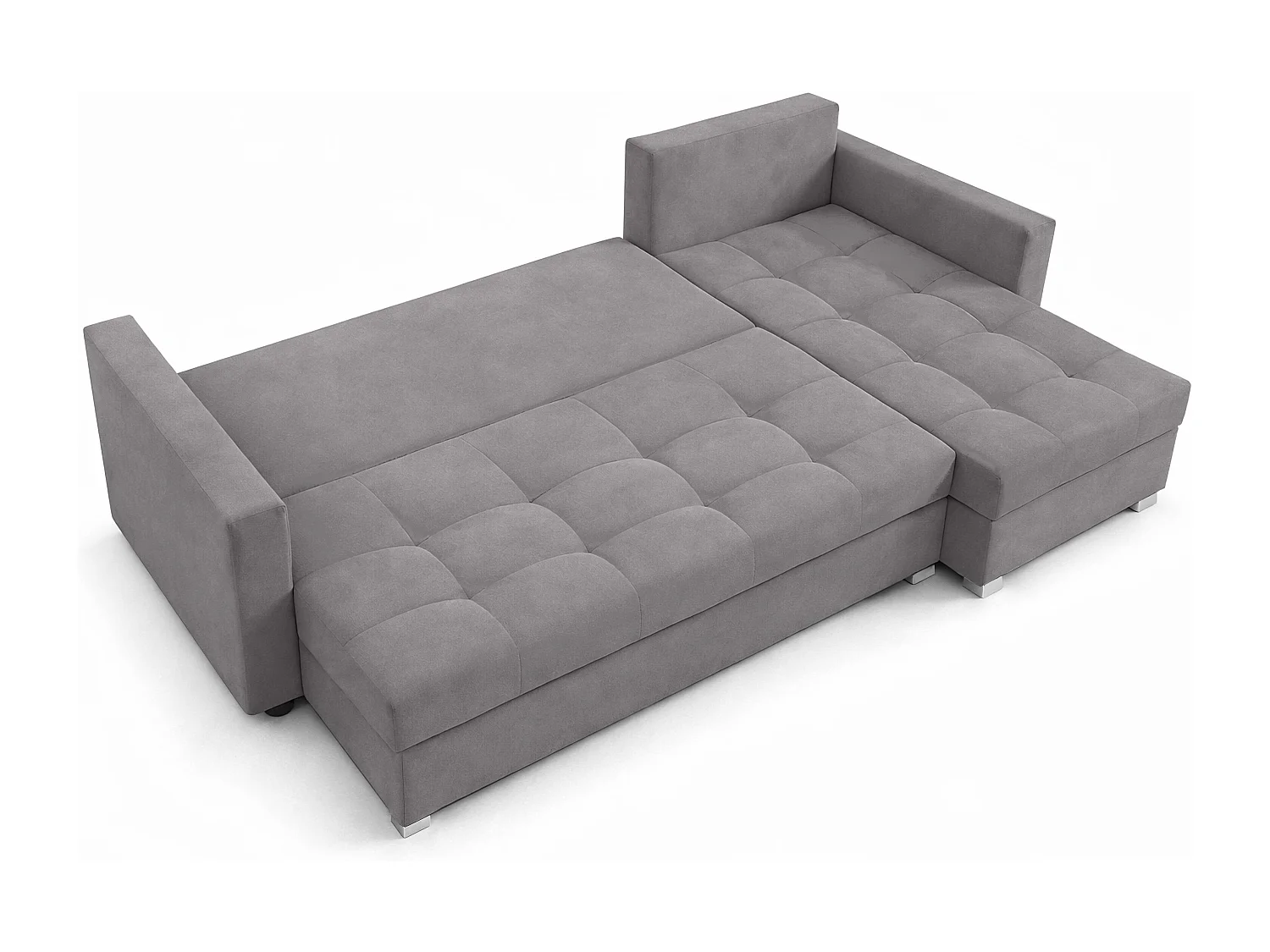AX LIVING Canapé d’angle ELIF gris convertible avec coffre L moderne droite
