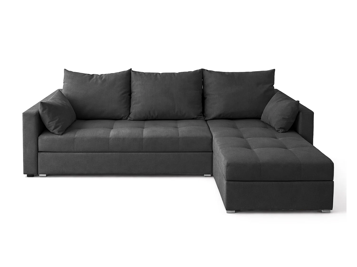 AX LIVING Canapé d’angle ELIF gris convertible avec coffre L moderne droite