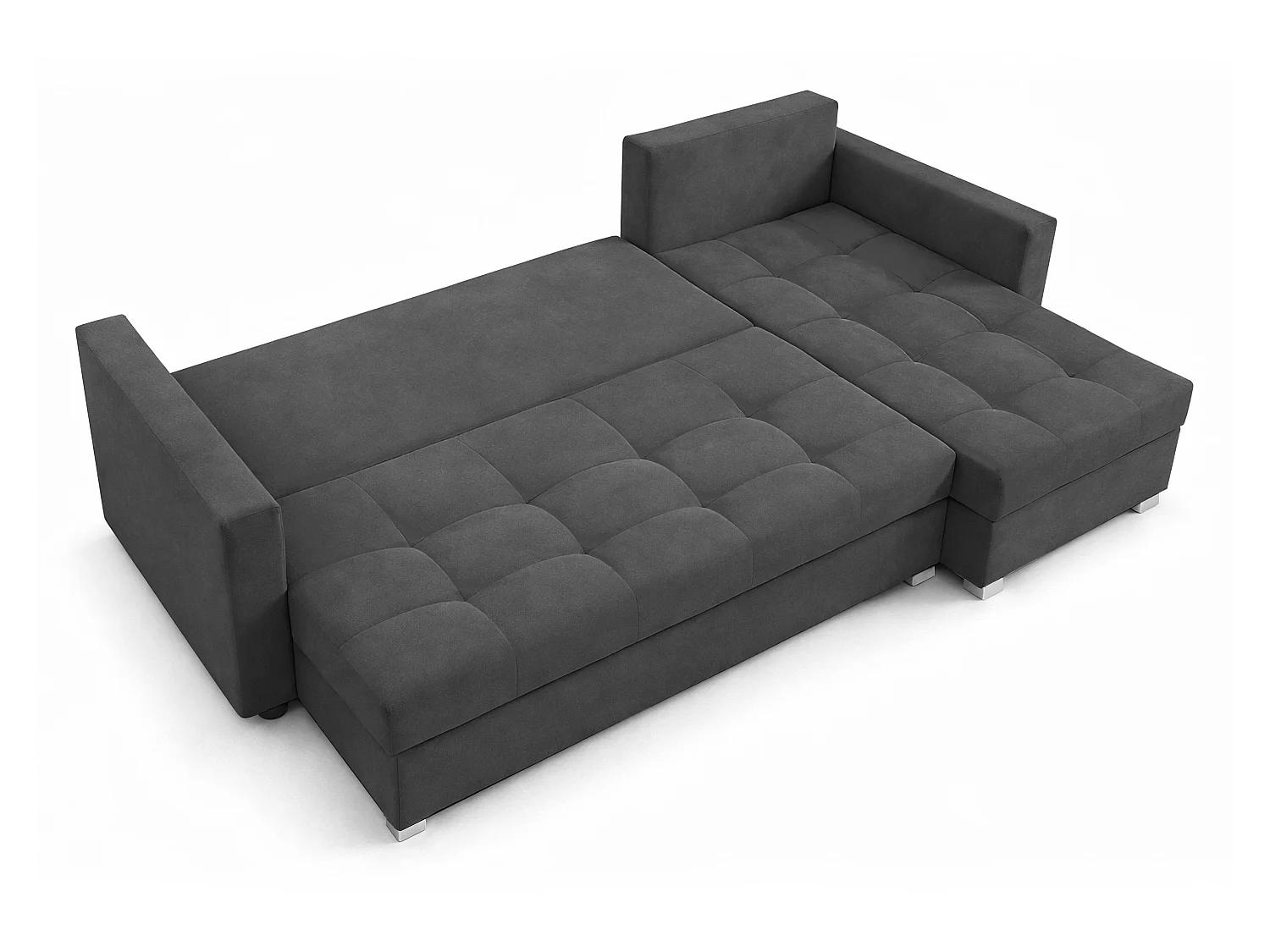 AX LIVING Canapé d’angle ELIF gris convertible avec coffre L moderne droite