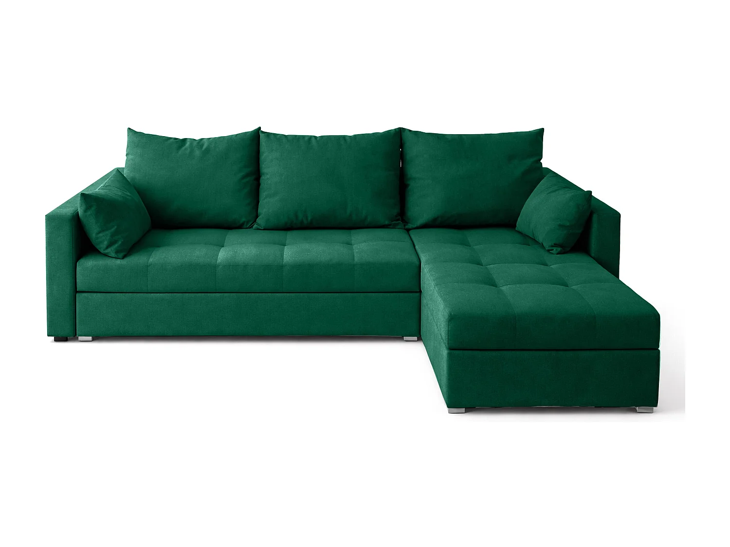 AX LIVING Canapé d’angle ELIF vert convertible avec coffre L moderne droite