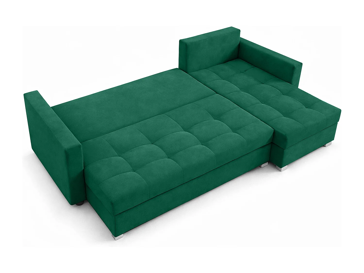 AX LIVING Canapé d’angle ELIF vert convertible avec coffre L moderne droite