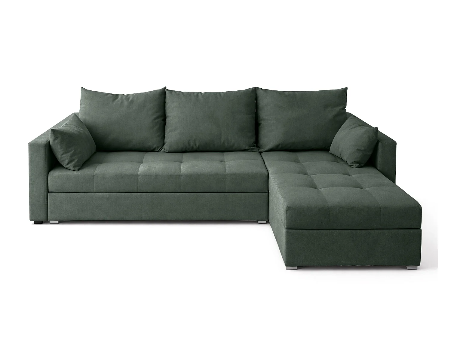 AX LIVING Canapé d’angle ELIF vert convertible avec coffre L moderne droite