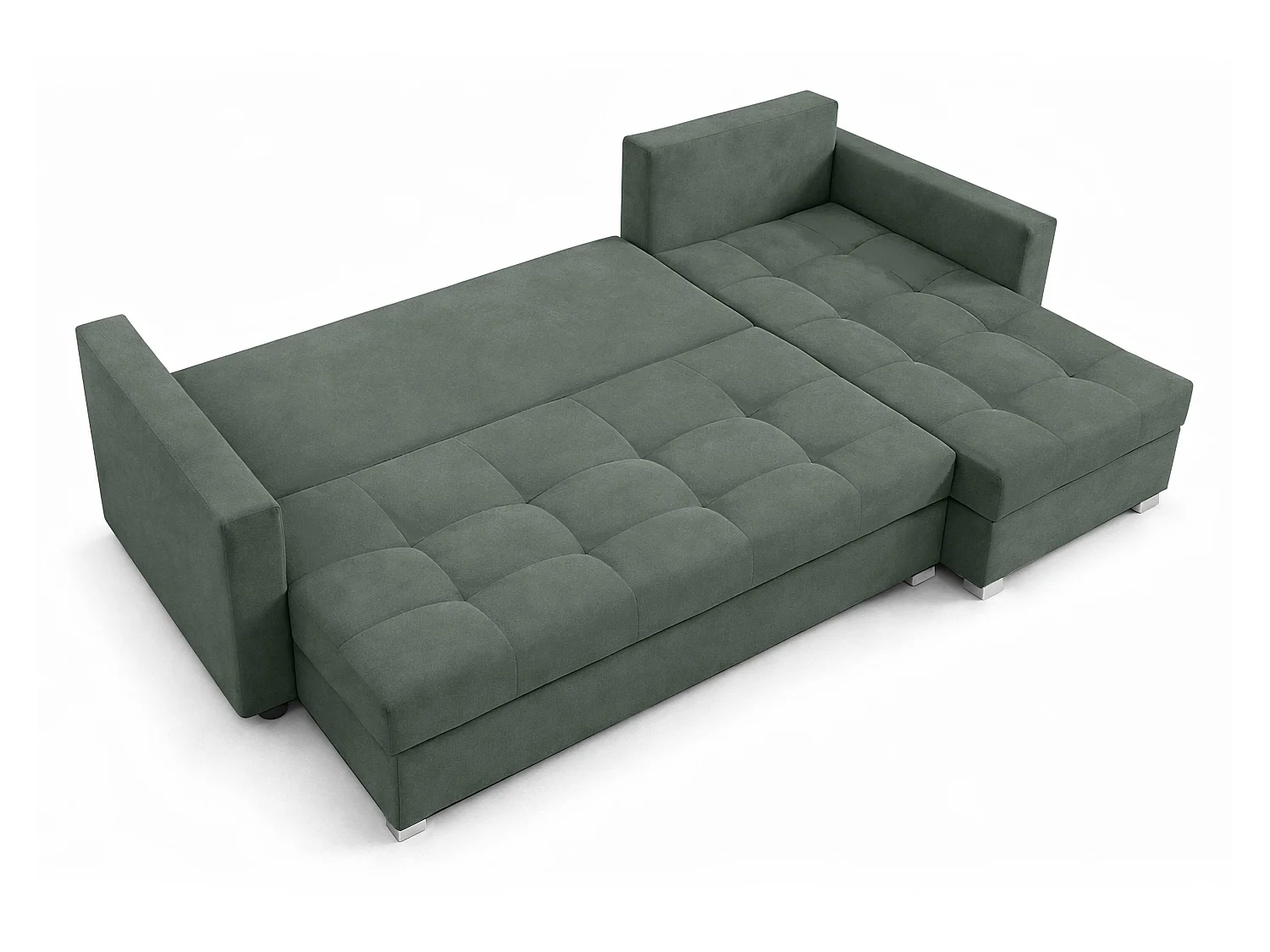 AX LIVING Canapé d’angle ELIF vert convertible avec coffre L moderne droite