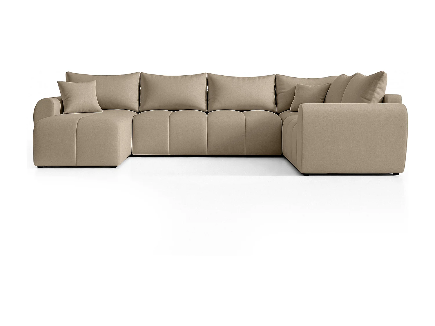 AX LIVING Canapé XXL en U Malatya marron clair 303 cm convertible droite