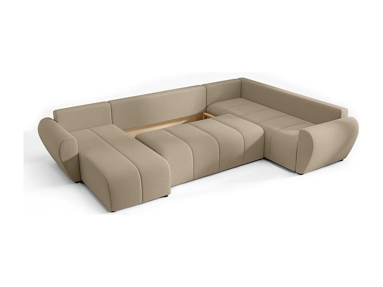 AX LIVING Canapé XXL en U Malatya marron clair 303 cm convertible droite