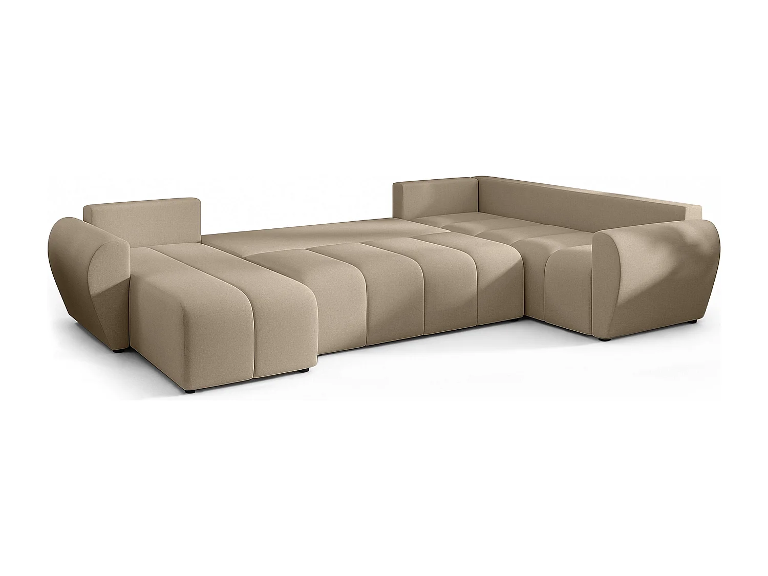 AX LIVING Canapé XXL en U Malatya marron clair 303 cm convertible droite